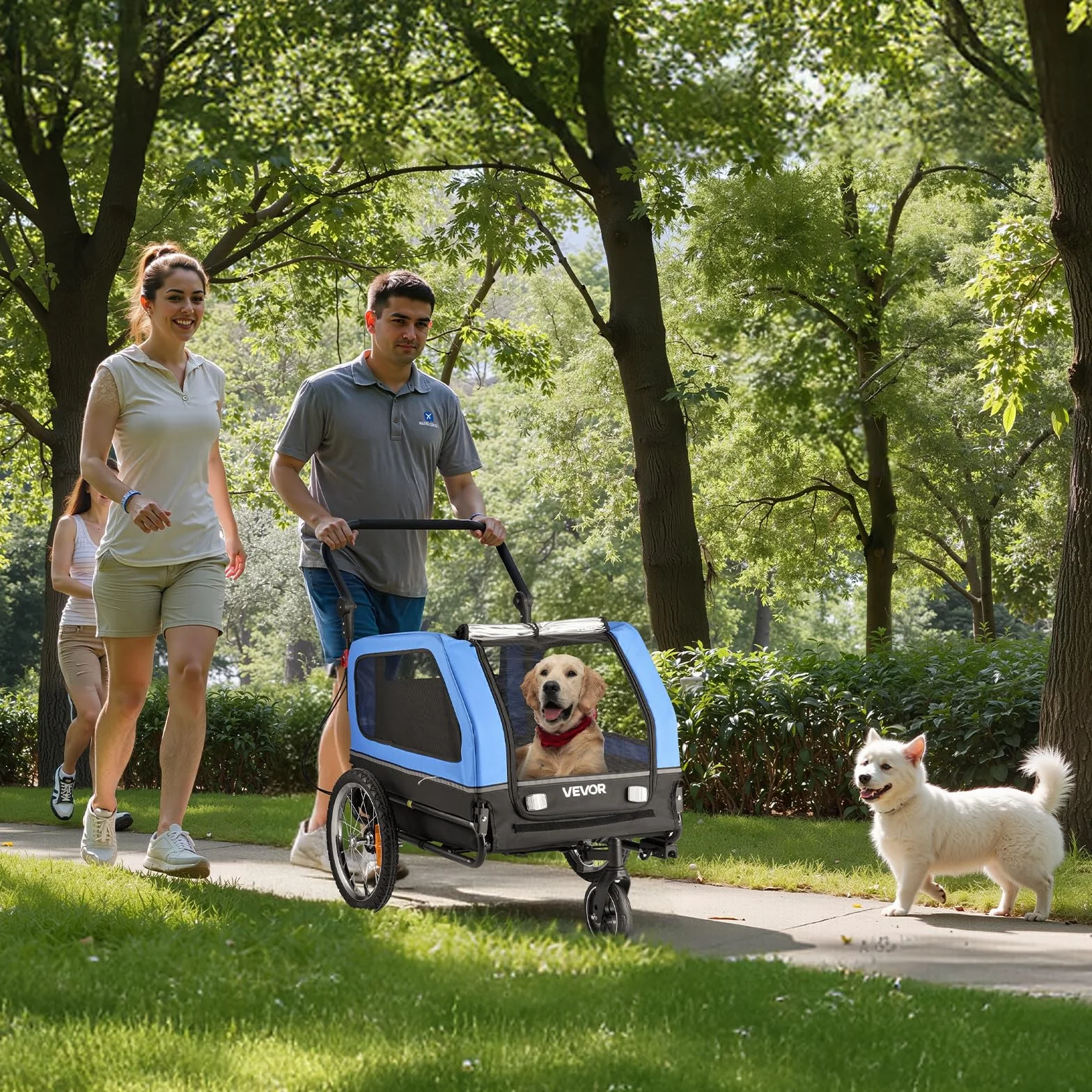 VEVOR Rimorchio per Bici per Cani, Supporta Fino a 40 kg, Carrello Portabici, Telaio Pieghevole Facile con Ruota a Sgancio Rapido, Attacco Universale per Bicicletta, Guinzaglio Interno