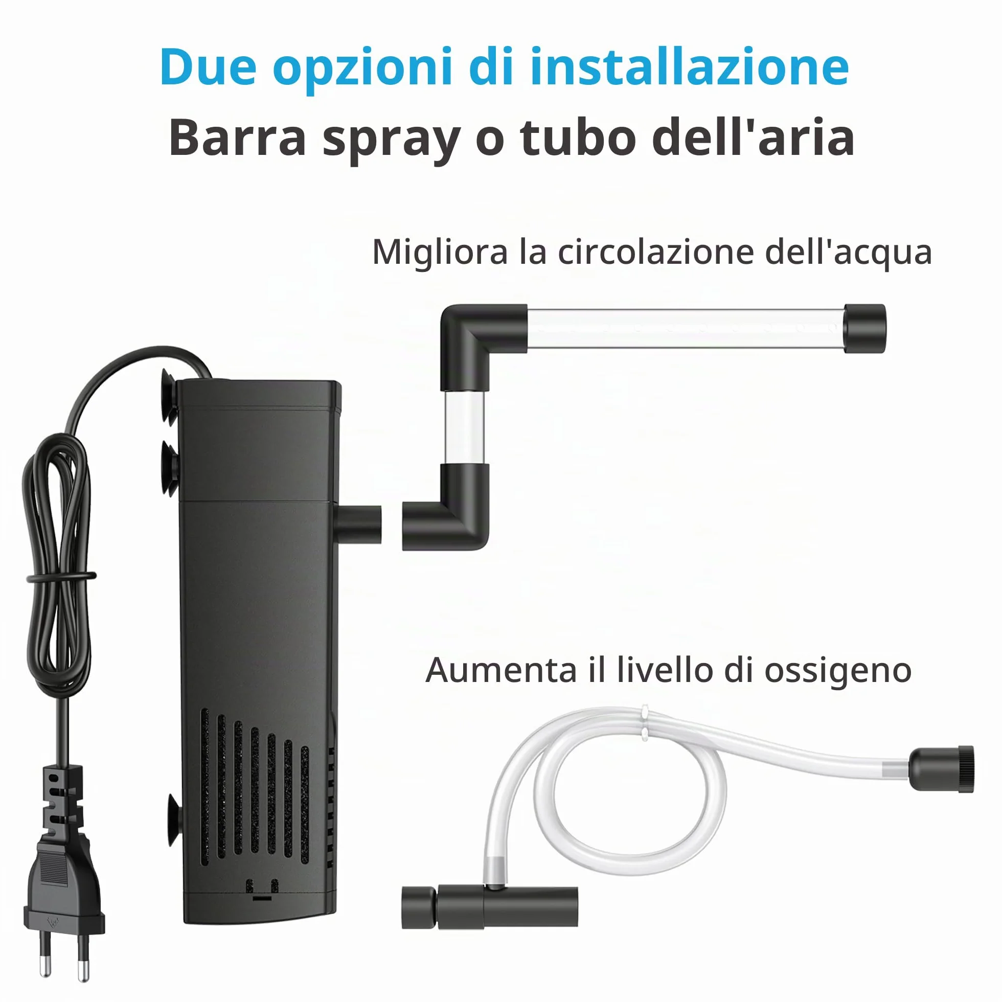 NICREW Filtro Acquario Interno Silenzioso e Potente, Filtro Interno Acquario con Flusso Massimo di 150L/H, Adatto per Acquario Fino a 20L