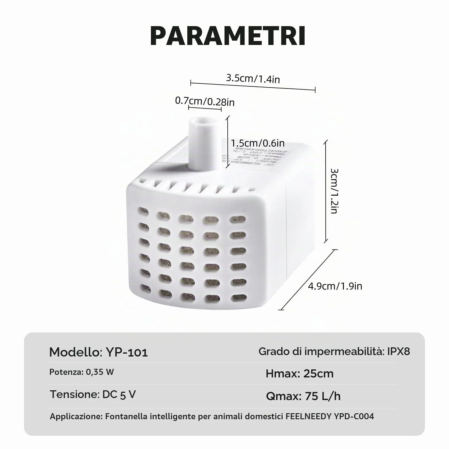 Pompa dell'acqua per FEELNEEDY YPD-C004 4L Fontanella per Gatti Senza Fili con Sensore di Movimento
