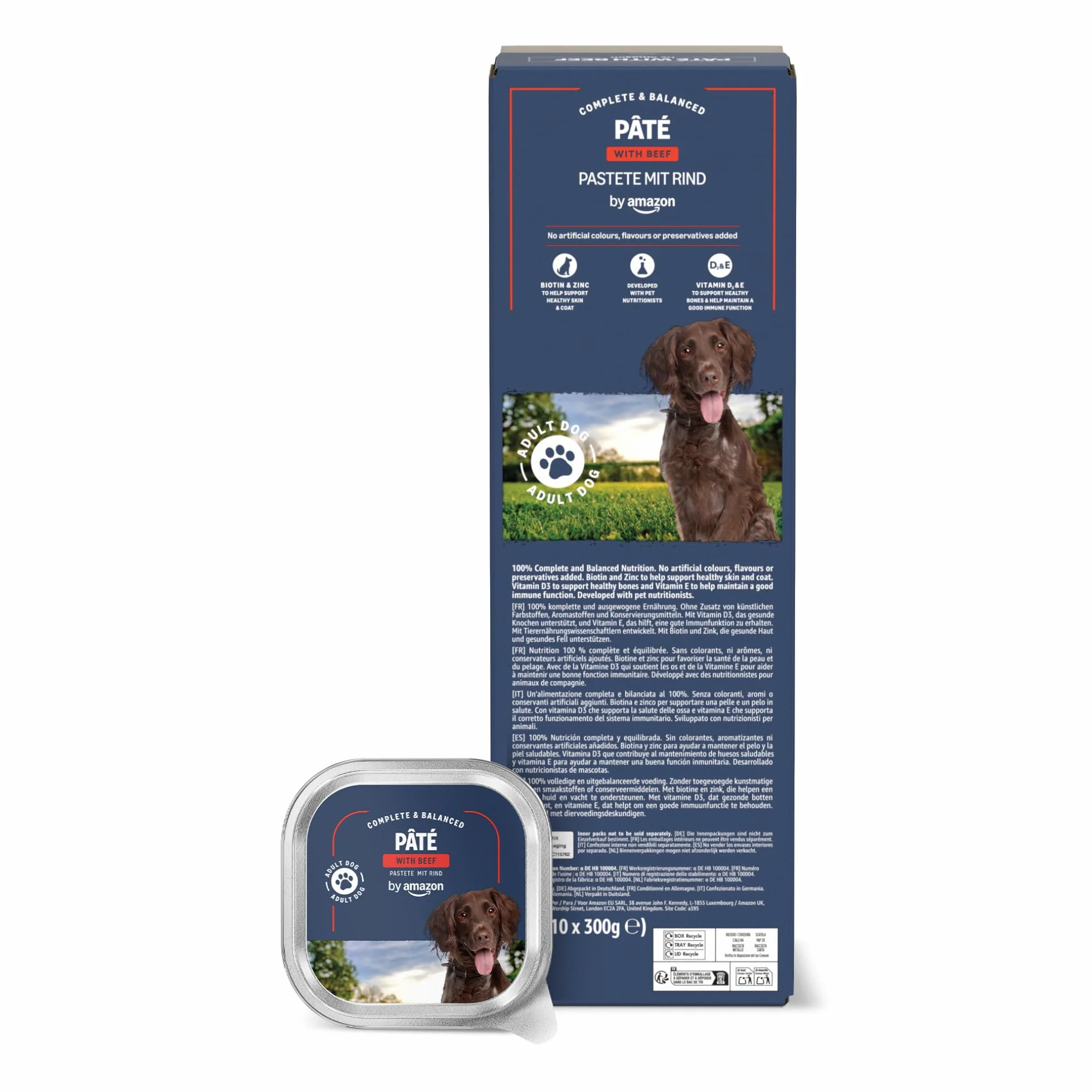 Cibo Umido per Cani by Amazon, Paté di Manzo, 300g, Confezione da 10
