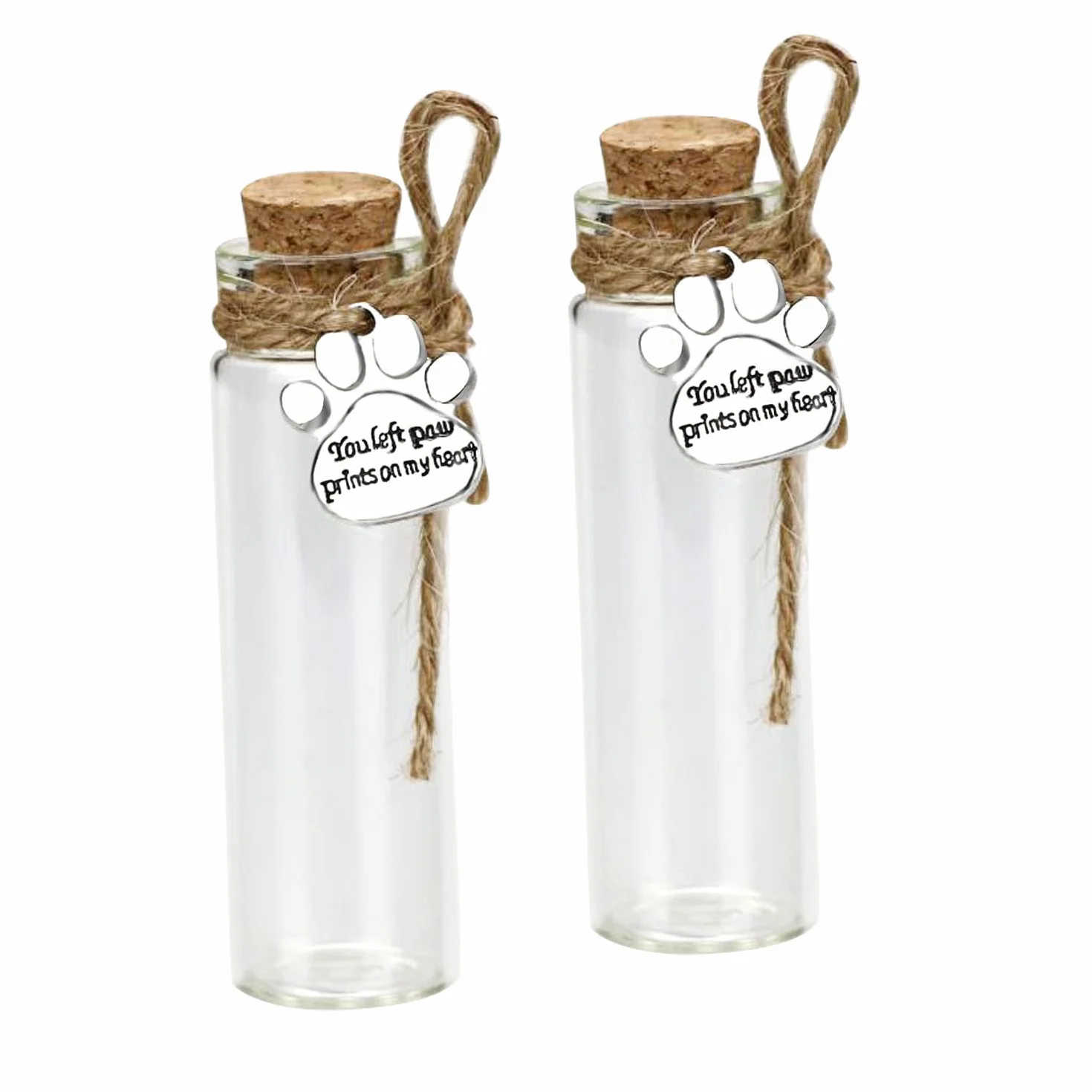 free-space Bottiglia commemorativa per peli di Animali Domestici, fiala di Vetro per Cenere o Capelli Cane o Gatto ricordo Regalo per la Perdita di Animali Domestici (2pcs Bottle)