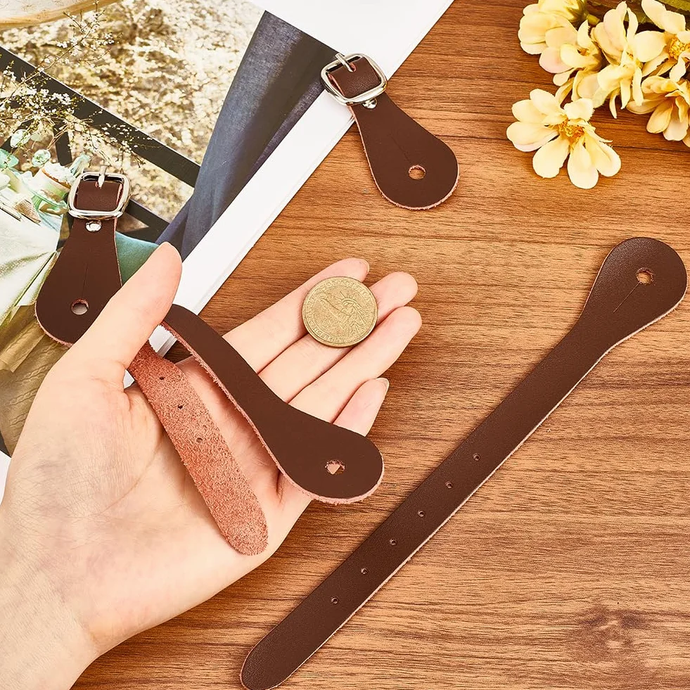 GORGECRAFT 2 pezzo di Cinturini per Speroni A Strato Singolo In Vera Pelle Nera Stivali Da Cowboy Regolabili Occidentali Fascia con Fibbia Staccabile Lacci per Scarpe Cinturino Alla Caviglia