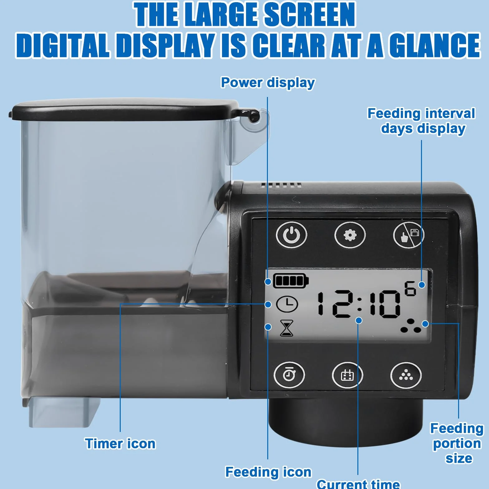 Alimentatore automatico per acquario, 250 ml, distributore automatico di alimenti per acquario, alimentazione a batteria, mangiatoia per pesce con cibo per pesci per vacanze
