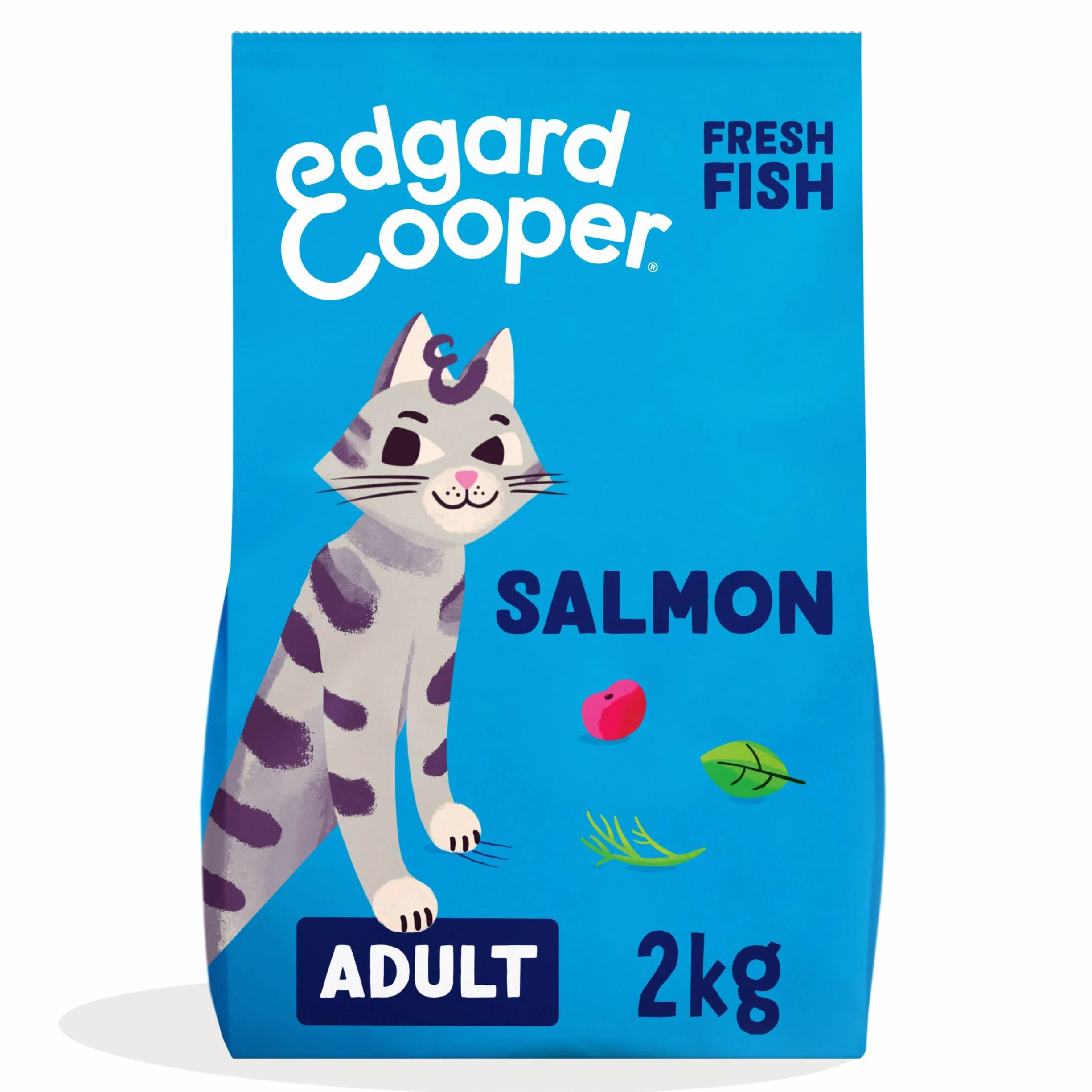 Edgard & Cooper Crocchette Gatti, (Salmone Fresco, 2kg), croccantini gatto sterilizzati o attivo, carne fresca e ingredienti naturali, senza cereali, senza zuccheri aggiunti