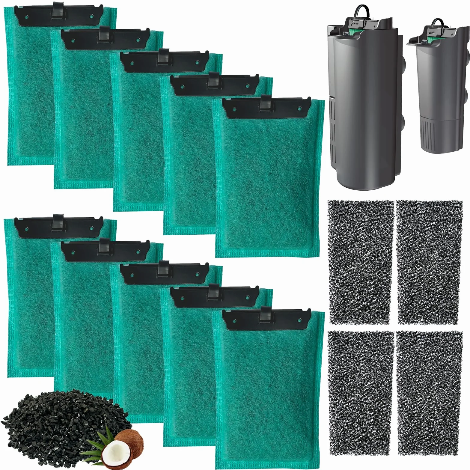 1 Set Cartuccia Filtro di Sostituzione per Acquario Compatibile con Il Filtro Tetra EasyCrystal Aquarium C250 e C300, Contanti 10 Filtri a Carbone Attivo e 4 Filtri a Schiuma per Imballaggio