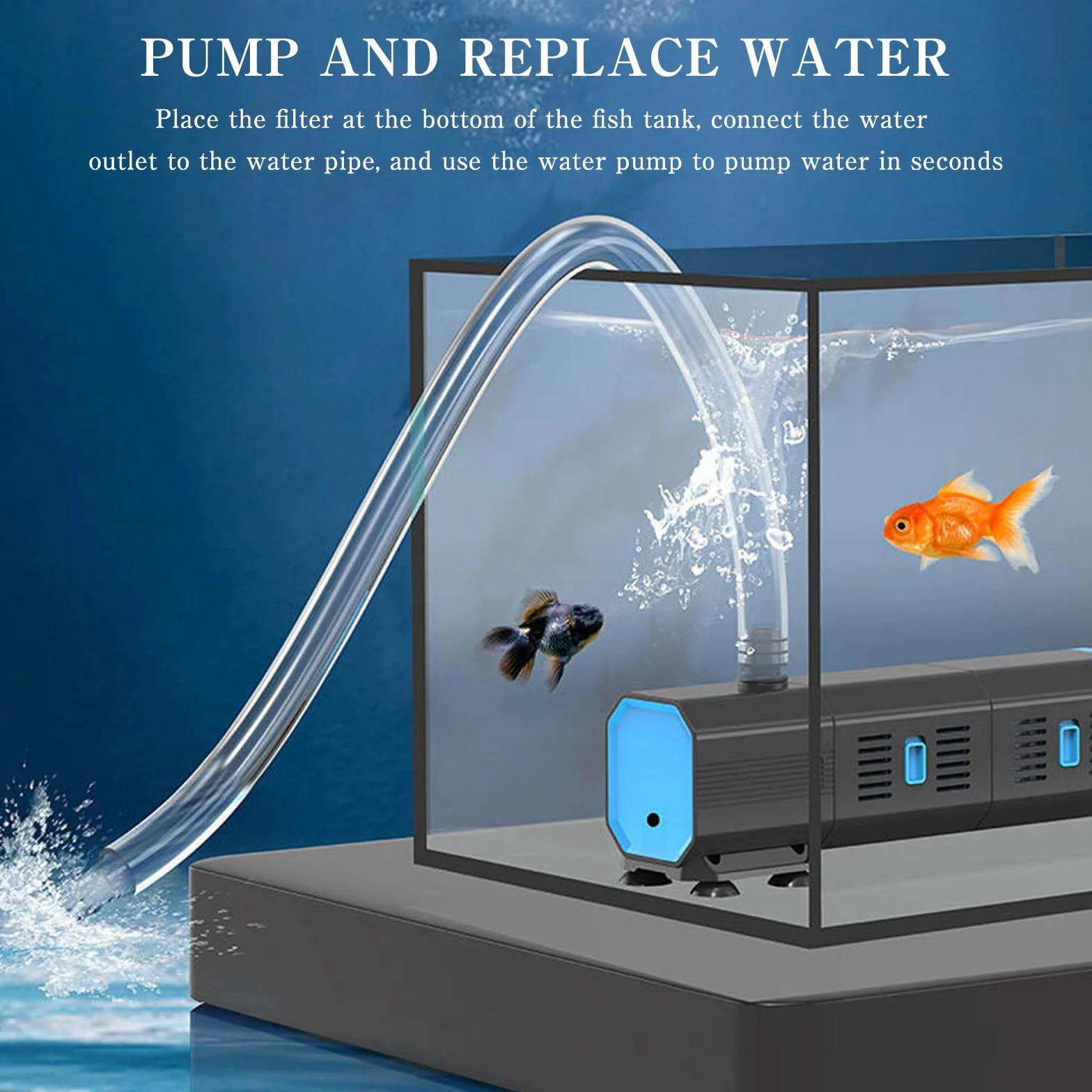 Filtro per Acquario,Pompa per Acquario 4 in 1 con Filtro,Filtro Acquario,Pompa Filtro per Acquario,Pompa Acquario,Regolabile 500 l/h,per Acquari 30 L-120 l