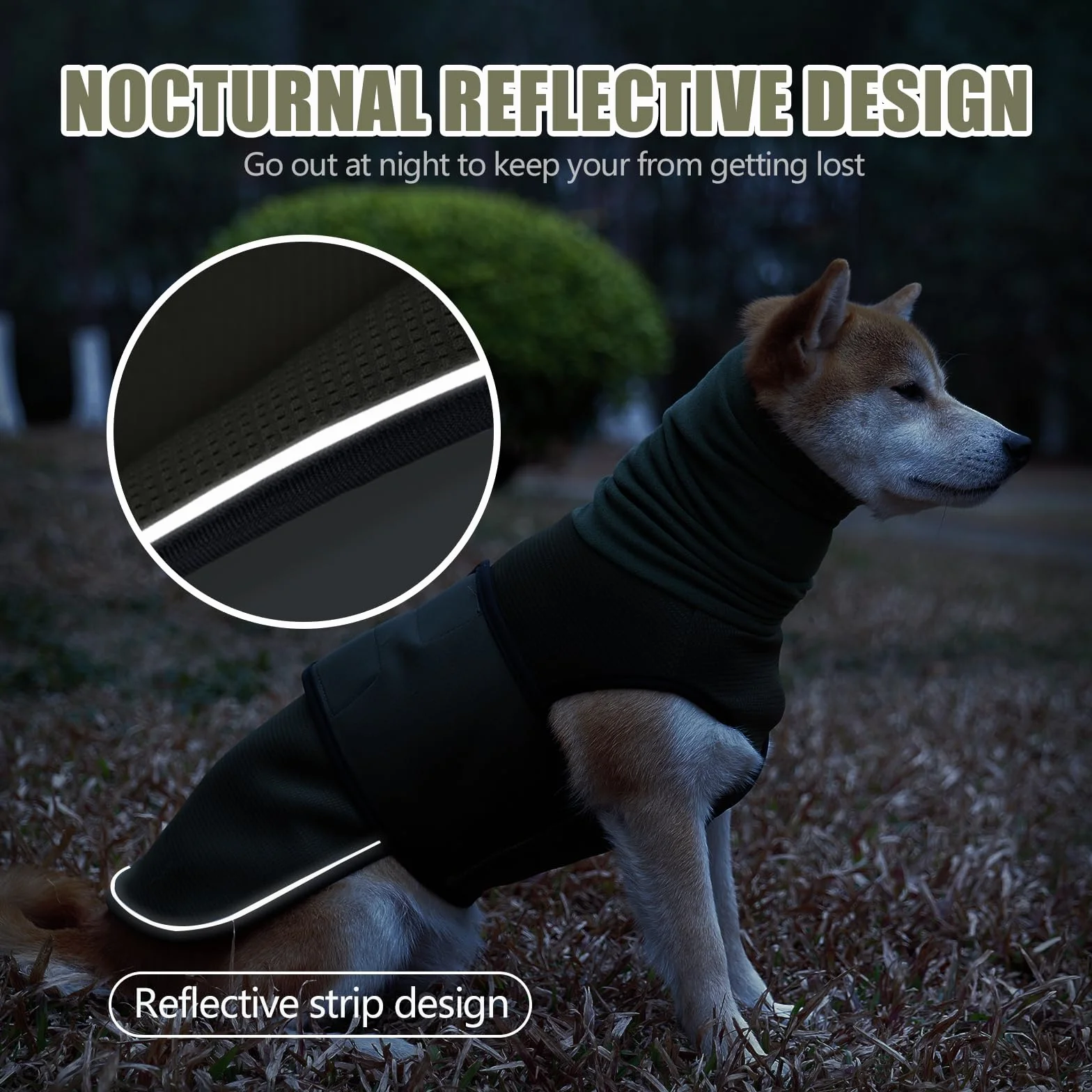 Giacca Calmante Ansiedad per Cani con Cappuccio e Strisce Riflettenti, Verde XS