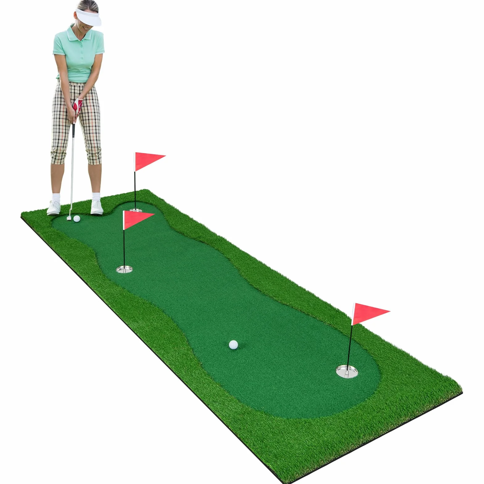 LIFEZEAL Tappetino da Golf Professionale 3 x 1 m, con 2 Palline e 3 Fori - Pieghevole per Uso Interno ed Esterno