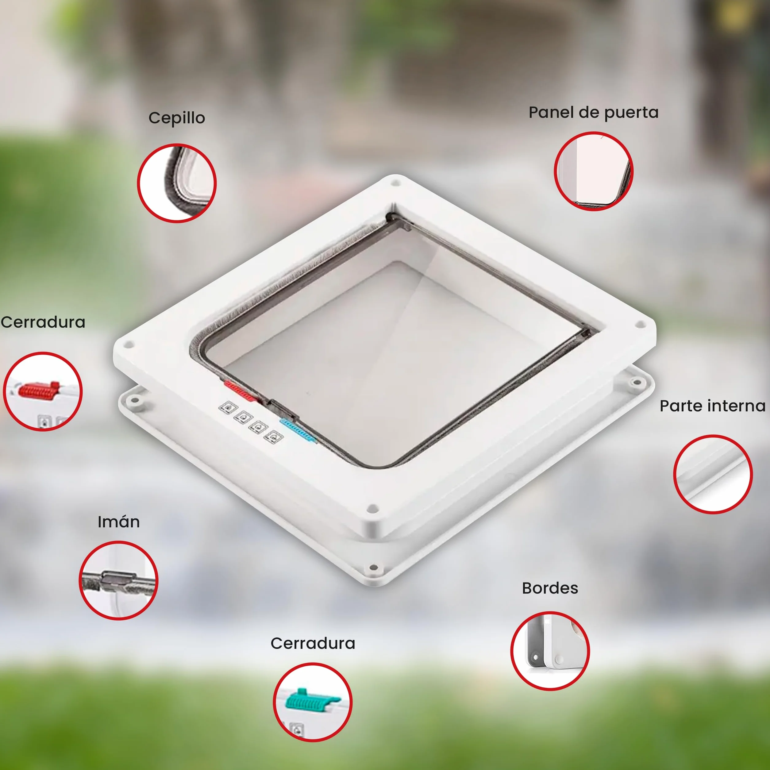 PEVLA Gattaiola con Chiusura Magnetica a 4 Vie - Porticina per Gatti e Cani (25*23.5*5.5-Bian)