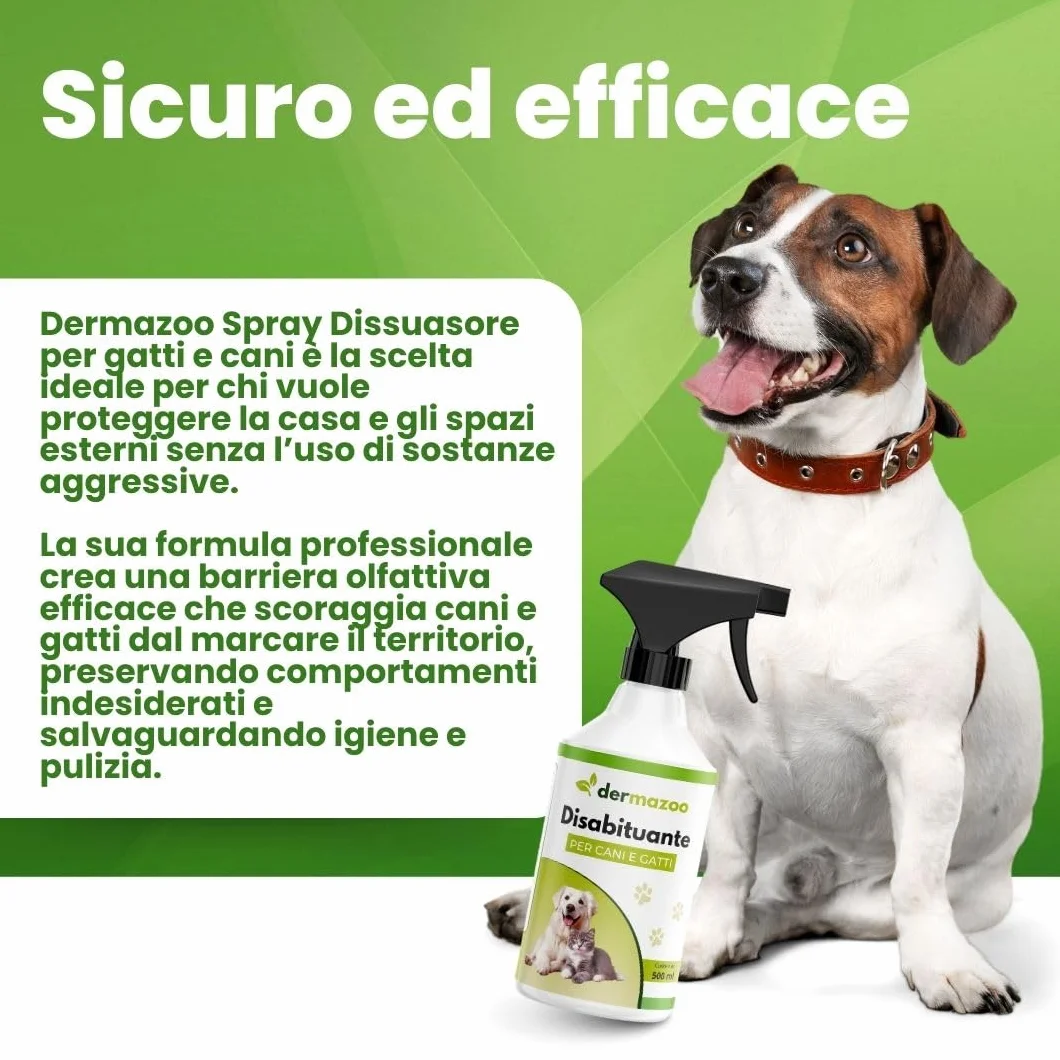 Dermazoo Disabituante Gatti e Disabituante per Cani 500ml Spray Anti Pipi Cane per Uso Interno ed Esterno con Citronella e Geraniolo, Repellente per Gatti Anti Urina