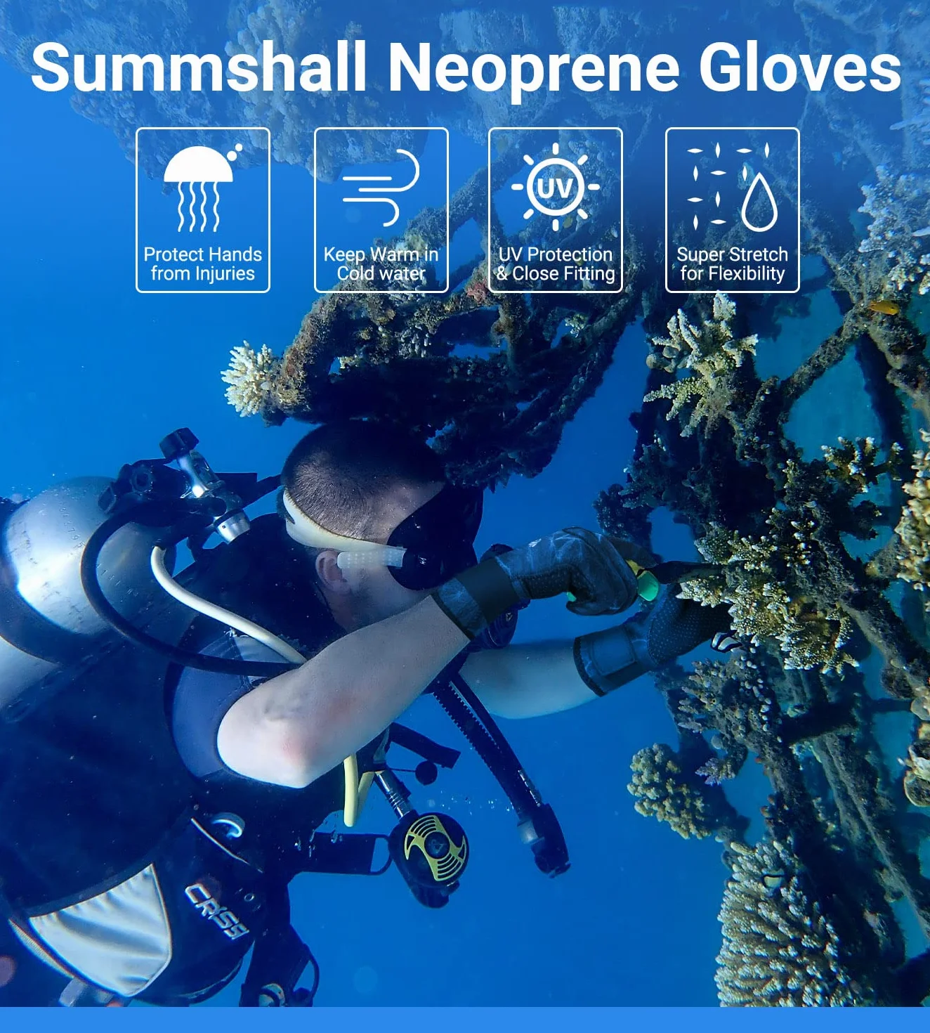 Guanti Sub 3mm Guanti Neoprene Donna Uomo Elastico Termico Guanti da Sub Anti Scivolo Guanti in Neoprene per Immersioni Subacquee Surf Snorkeling Pesca