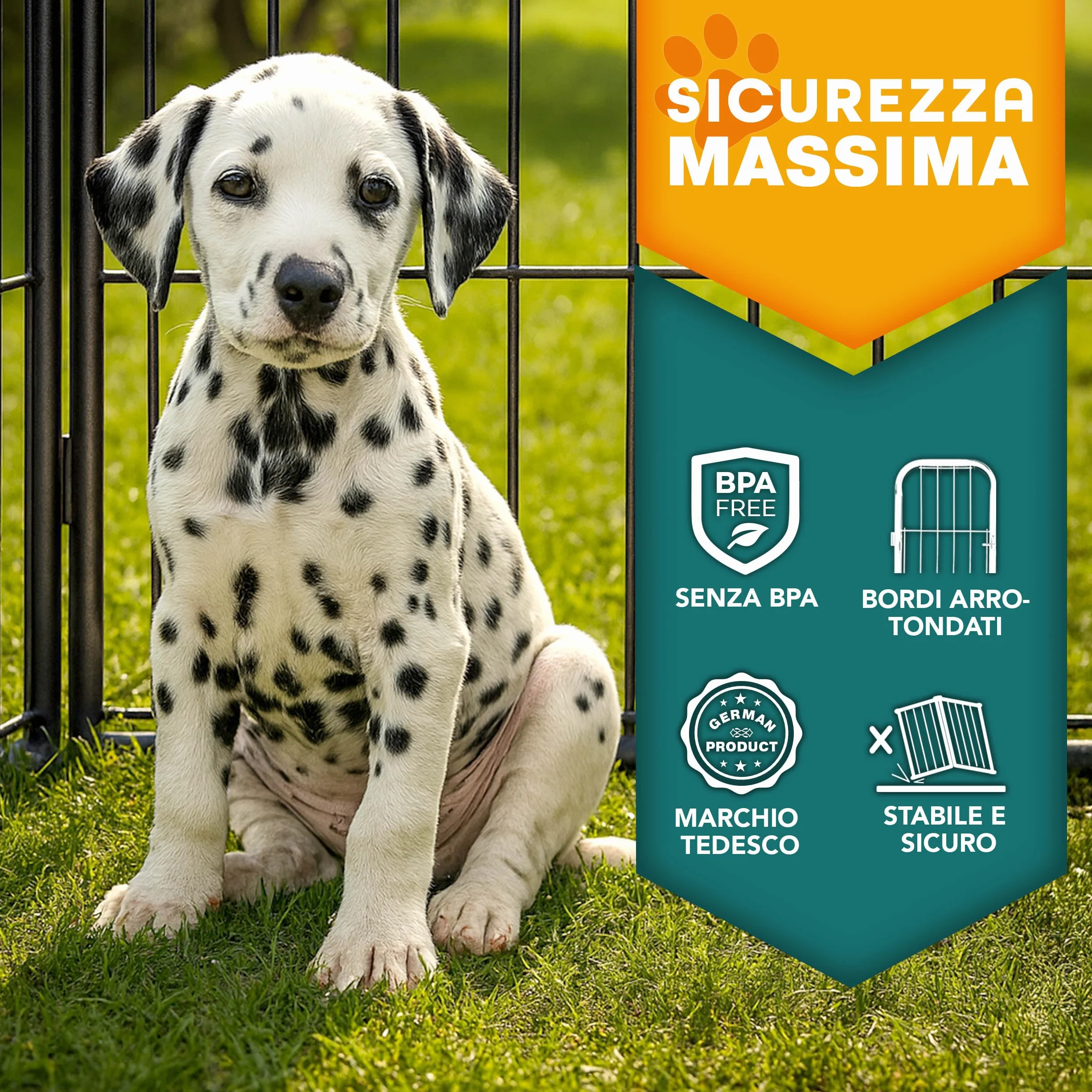 TRESKO® Recinzione Recinto 80 cm per Cani, Gabbia per Cuccioli con 8 picchetti inclusi, Box in Metallo Robusto (77 x 60 cm)