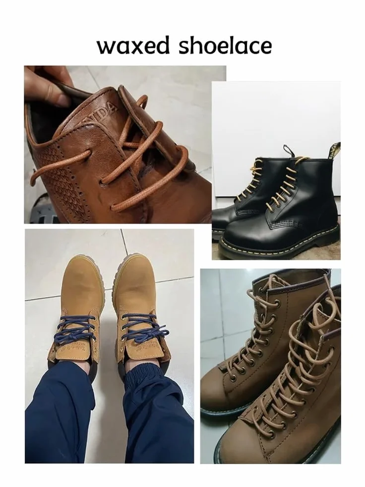 Oxford lacci rotondi in puro cotone cerato impermeabile per scarpe stivali 12 colori 60-180 cm