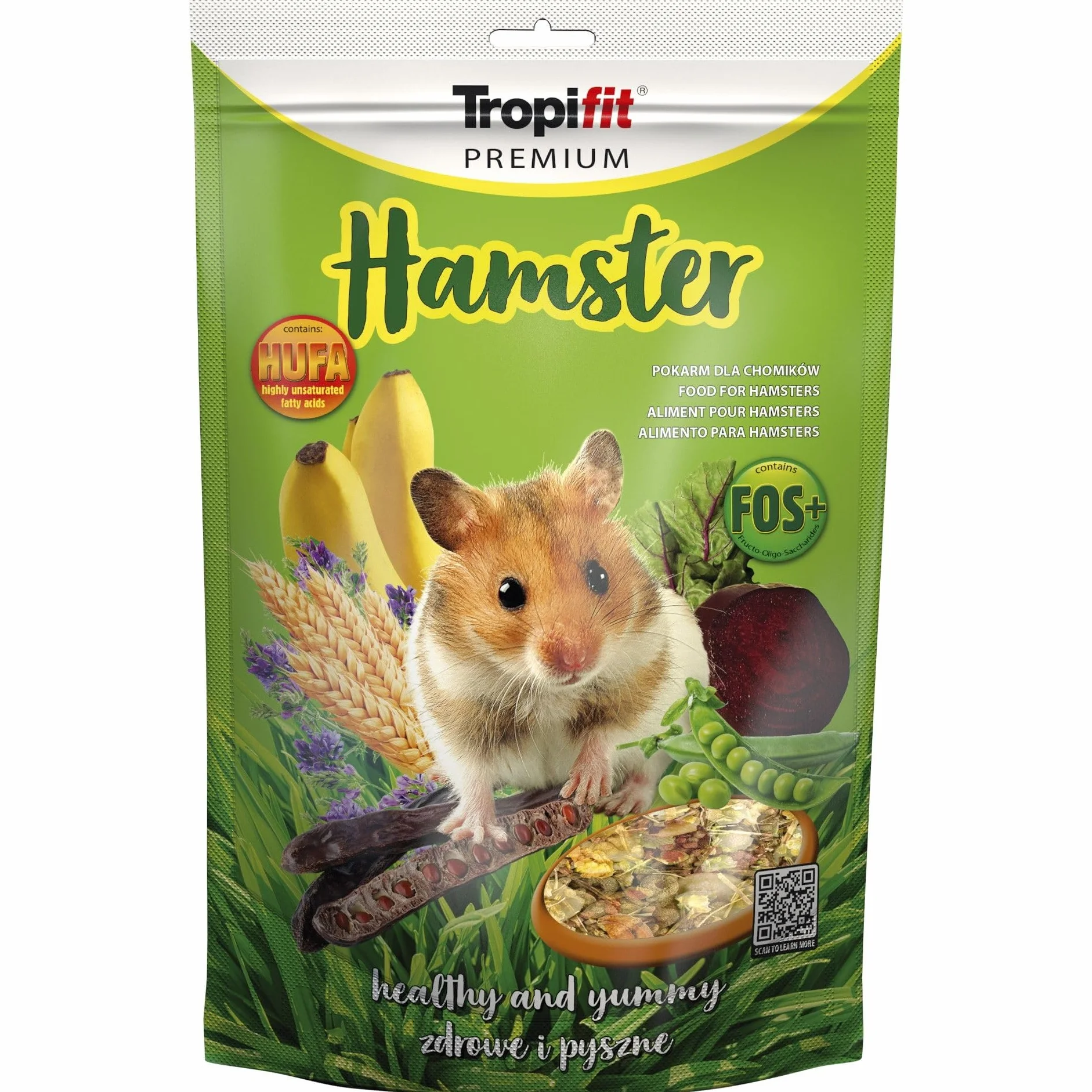 HAMSTER 500g Mangime completo per criceti, con banane ed erba medica granulare altamente proteica