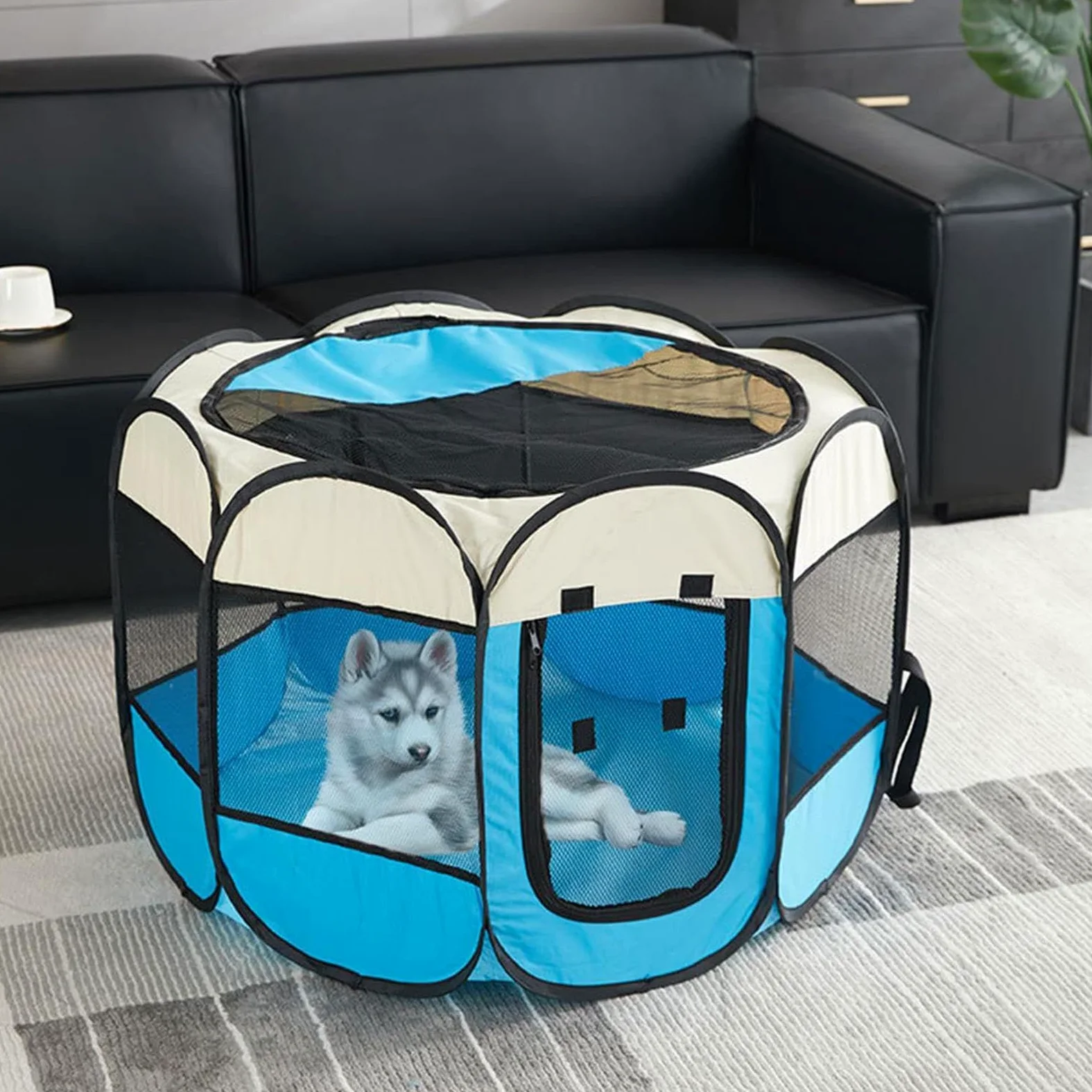 Tenda Cani Domestici Gabbia Recinto per Animali con Lato in Rete Mesh | Tenda Per Gatti Da Interno per Cuccioli, e Piccoli Animali, Casa da per Esterno e Viaggio