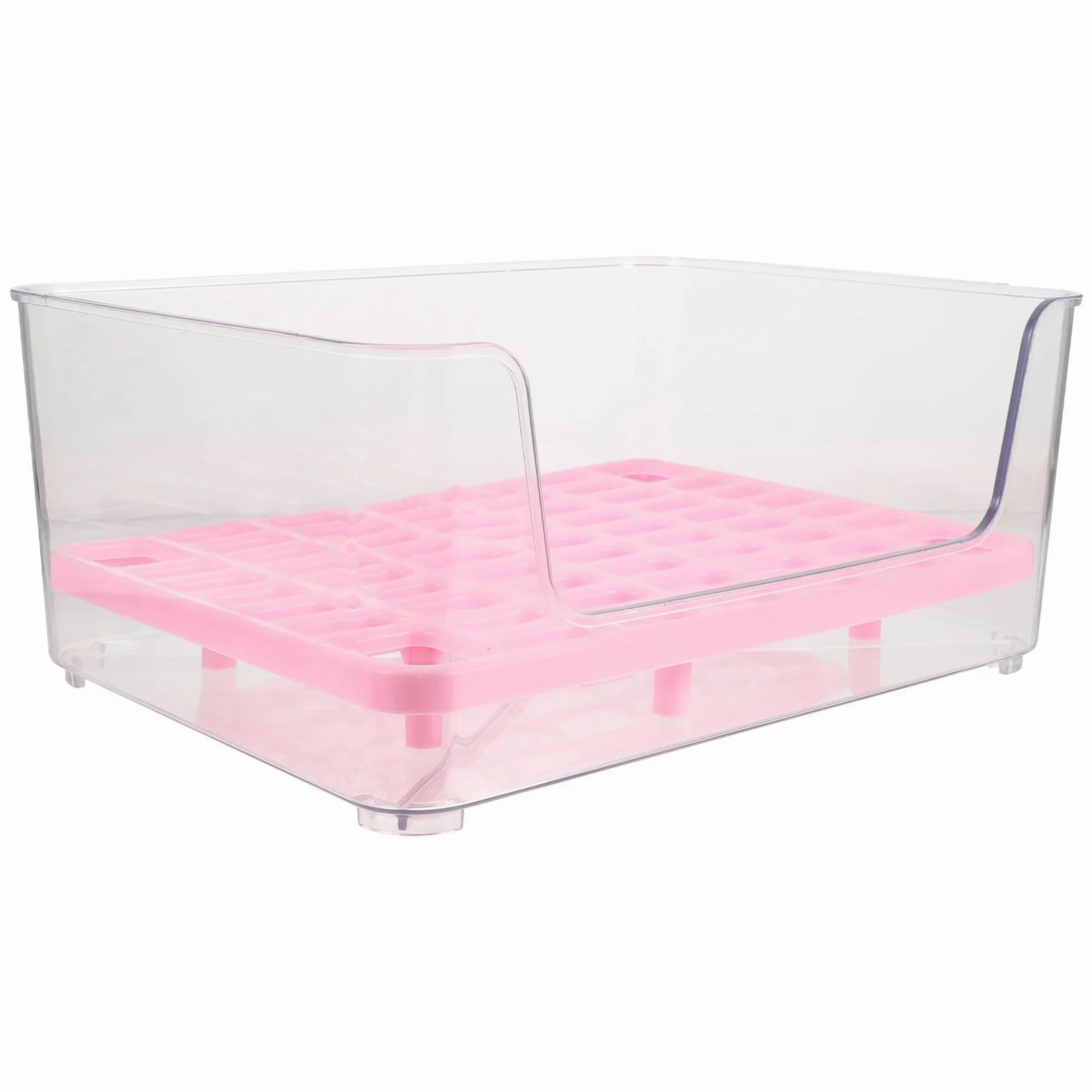 Cassetta Lettiera Gatto Aperta per Addestramento, Acrilico Rosa | Design Semi-enclosed, Anti-spruzzo, per Gatto e Gattino, Formato Domestico per Uso Quotidiano