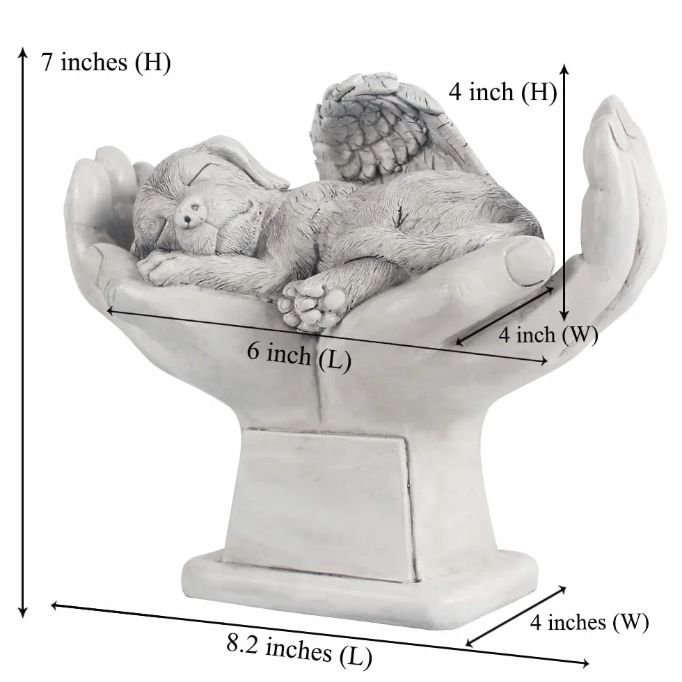 WouND Pietra commemorativa per tomba di cane o animale domestico, con angelo commemorativo nelle mani di Dio, pietra lapide da giardino, in ricordo di un animale domestico perso, 17,8 cm (H)