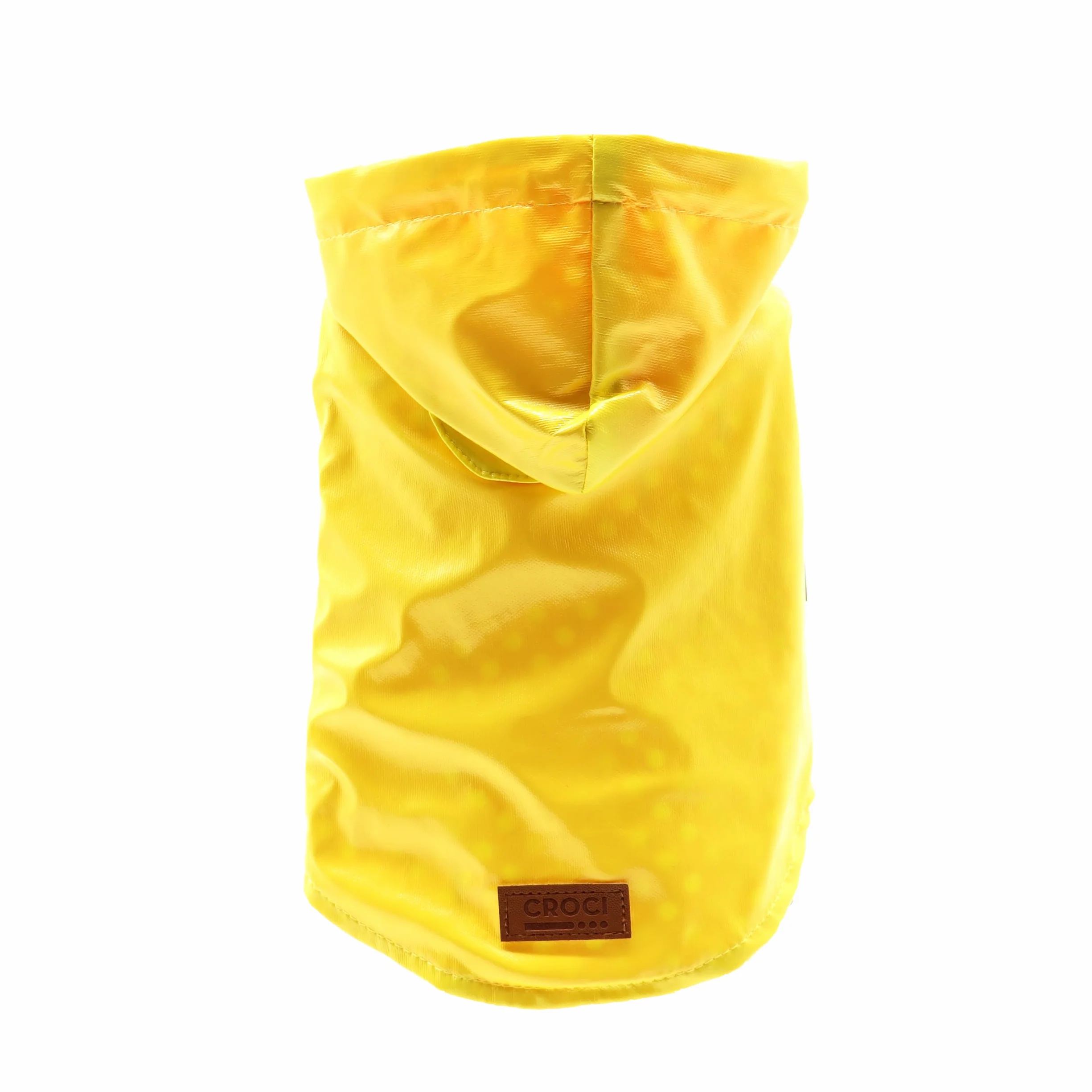 Croci Raindrop Lemon - Impermeabile per cani taglia piccola e media, cappotto antivento, giubbotto con cappuccio e foro per guinzaglio, colore Giallo, taglia 35 cm