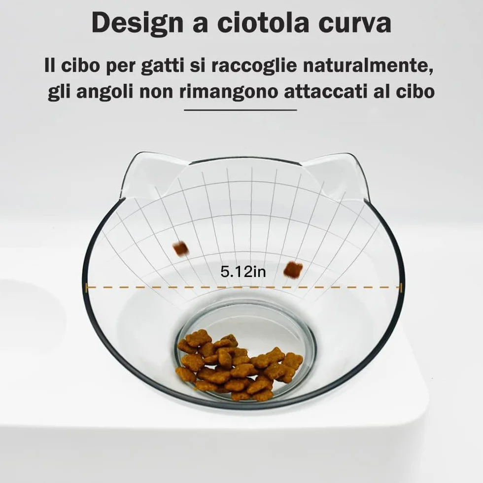 Marchul Ciotole per Gatti con Tappetino, per cibo, con Distributore Automatico di Acqua, Rialzate, 15° Inclinate, Doppio, per Cuccioli