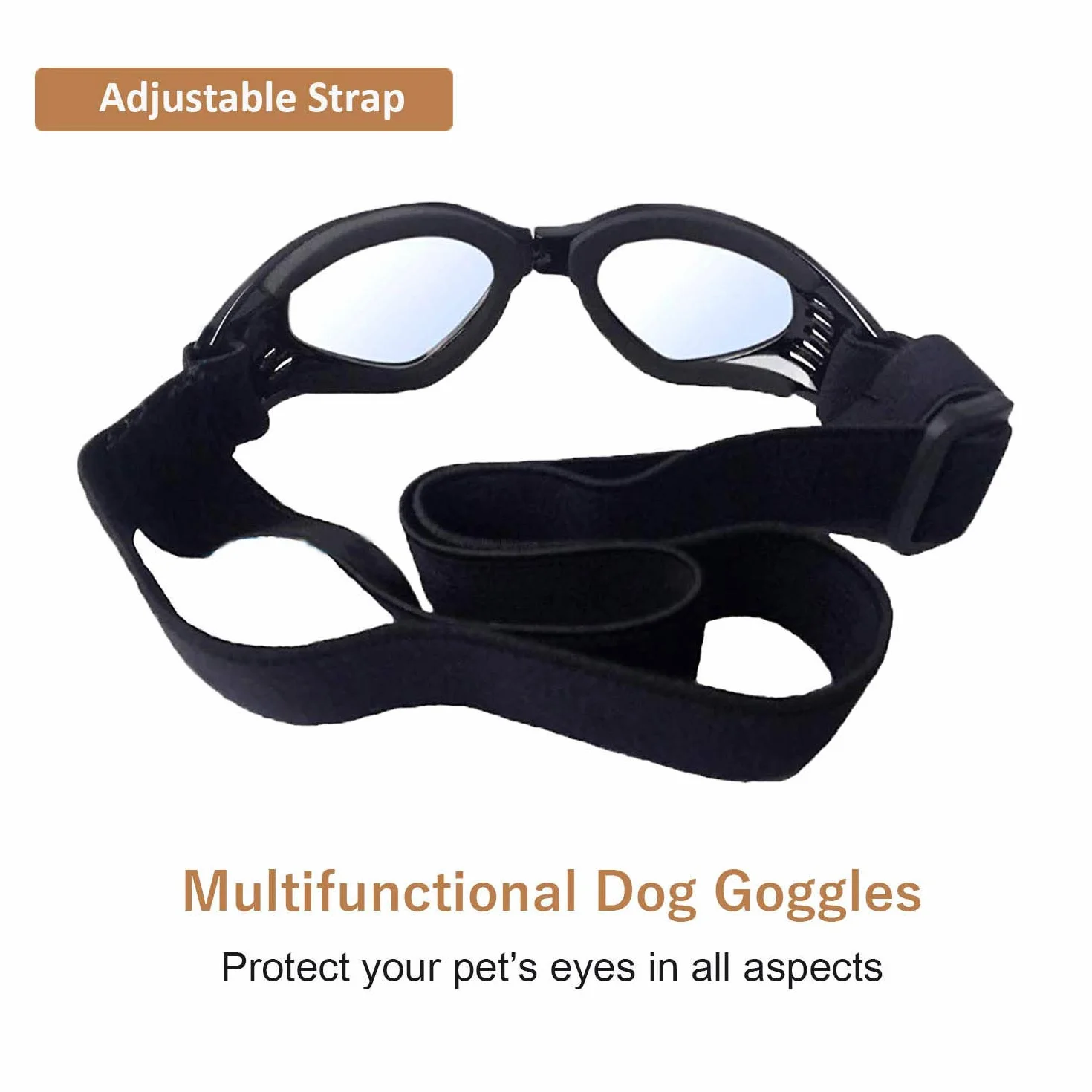 XUNKE Occhiali da Sole e protettivi per Cani di Piccoli Taglia, Anti UV, Impermeabili, Pieghevole Pet Dog Occhiali (Black)