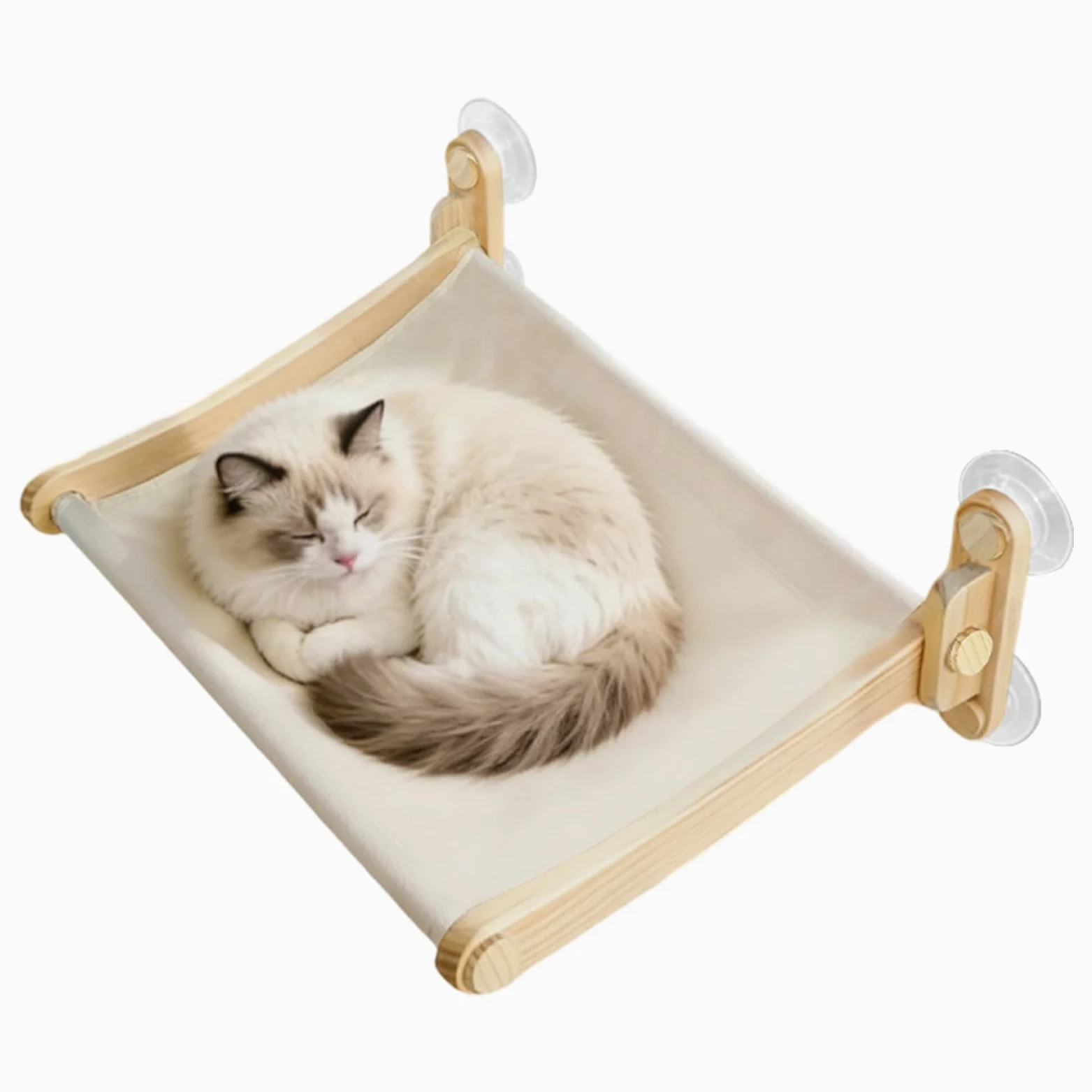 Posatoio per Gatti da Finestra Postazione da Interno con Ventose | Cuccia in Legno Rimovibile per Per Angolo Casa Appartamento Soggiorno Camera Da