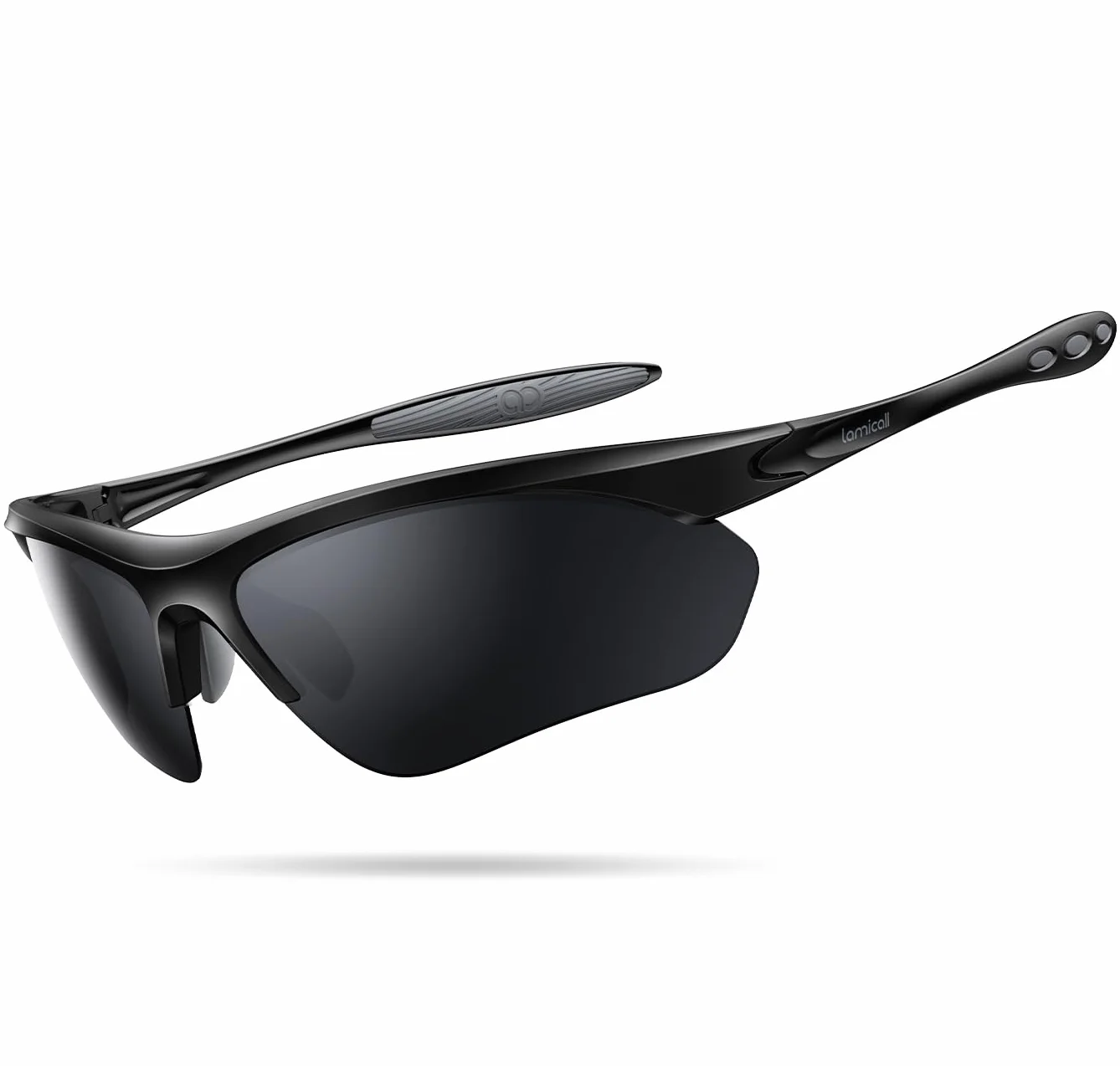 Lamicall Occhiali da Sole Ciclismo Polarizzati - [22g & Design Avvolgente] UV400 Protezione, TR90-Montatura, Nasello Regolabile, Occhiali da Sole Sportivi Multifunzionali per Pesca/Corsa/Escursionismo