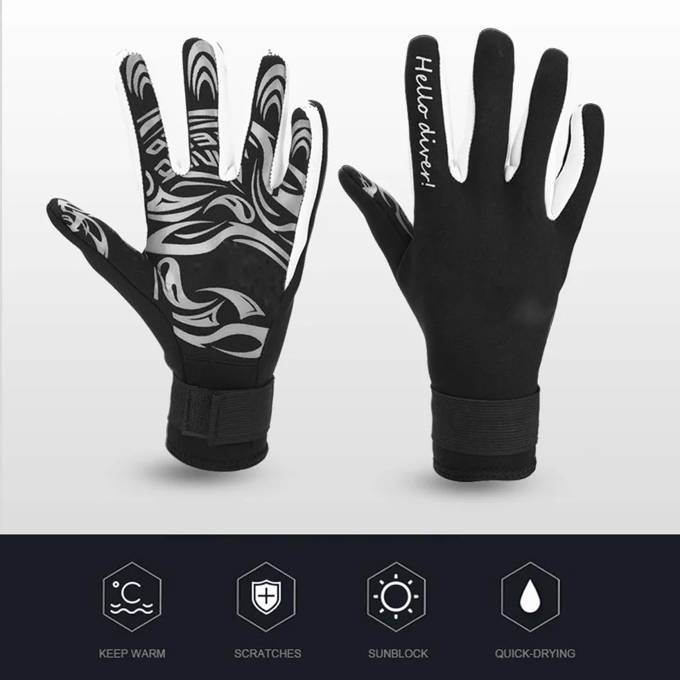 Guanti da Immersione, Keep Diving Guanti in Neoprene Caldi da 2 mm Guanti da Nuoto per Immersioni subacquee Guanti protettivi da Immersione per Adulti,(S-Nero)