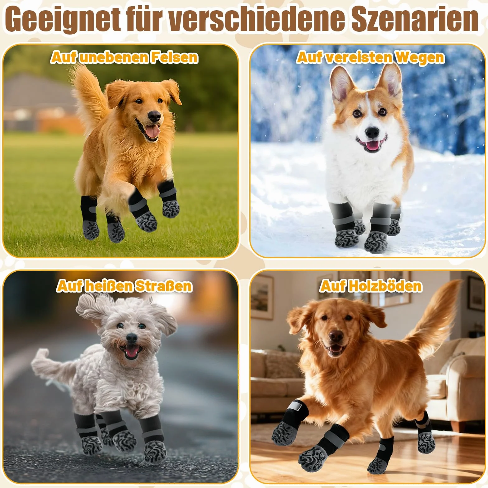 Calzini per Cani Antiscivolo 2 Paia con Cinghie Regolabili Cotone S M Grandi