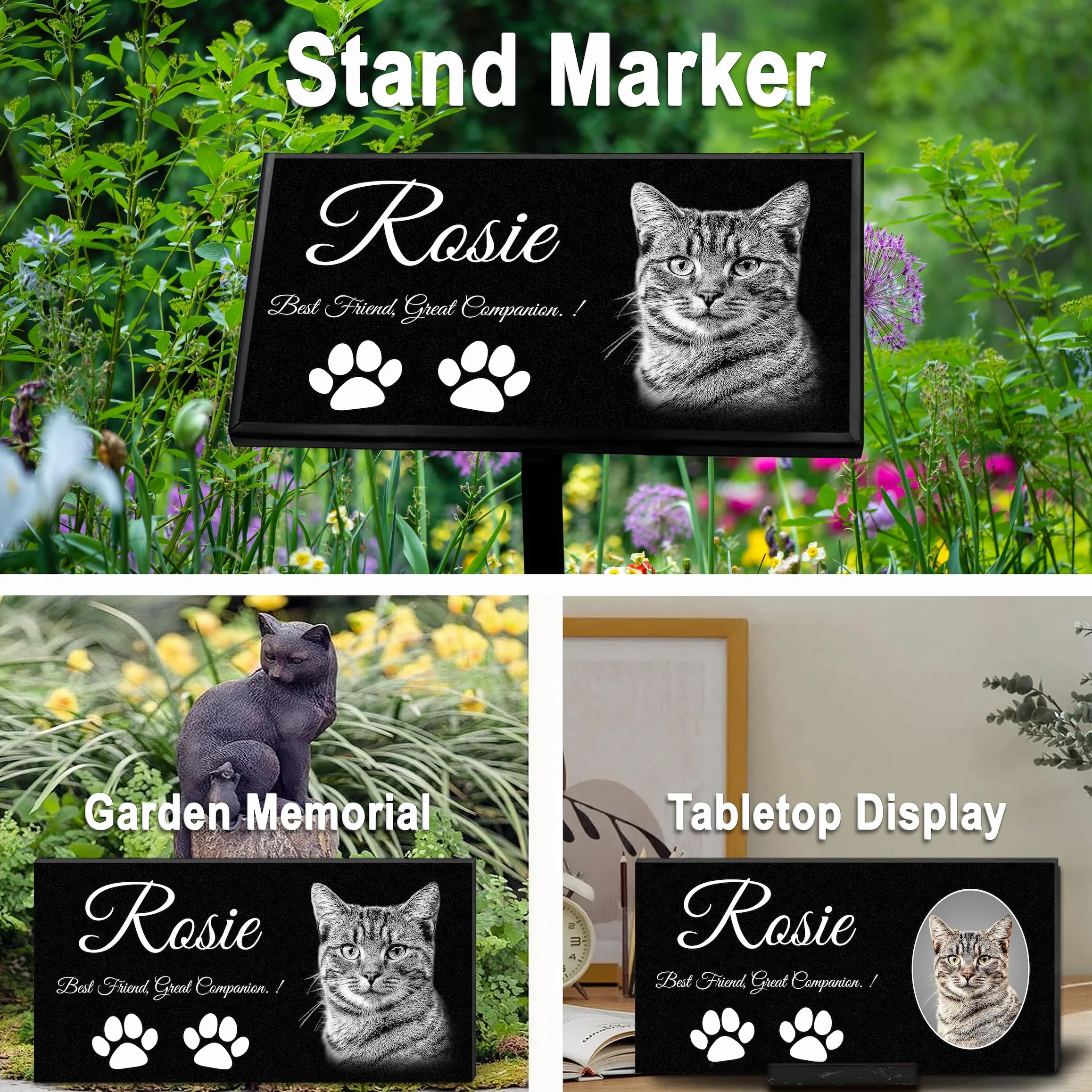 ADFSTONE Targhe Commemorative Personalizzate per Tombe di Lapide per Animali Domestici Cane Gatto Pietra Tombale Personalizzata Mini Tombali
