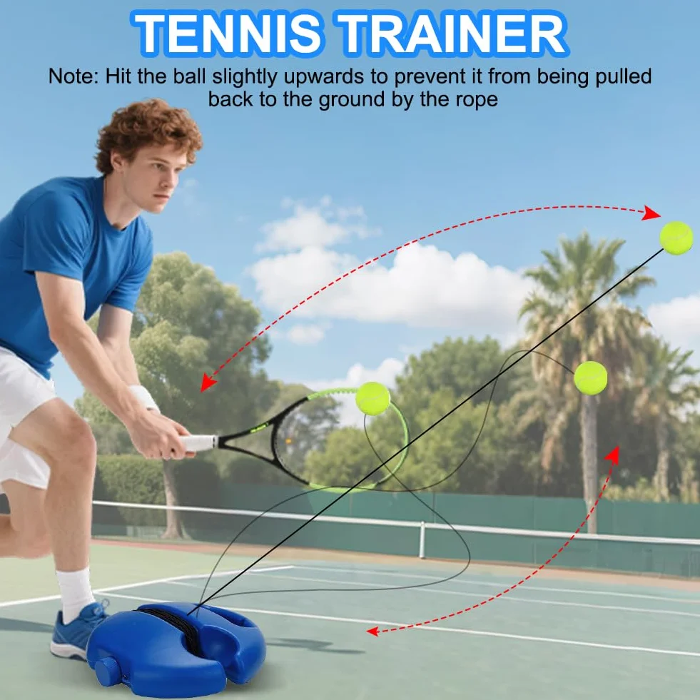 Set allenamento tennis portatile con palline e corda per esterni giardino parco