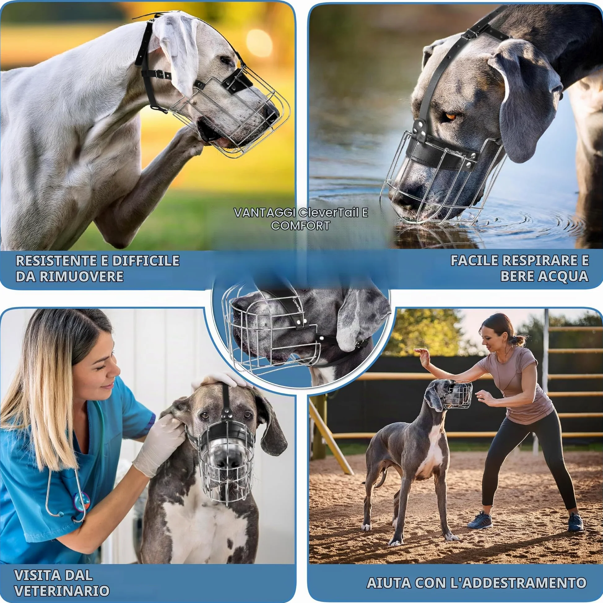 Museruola per cani XL in metallo per alano