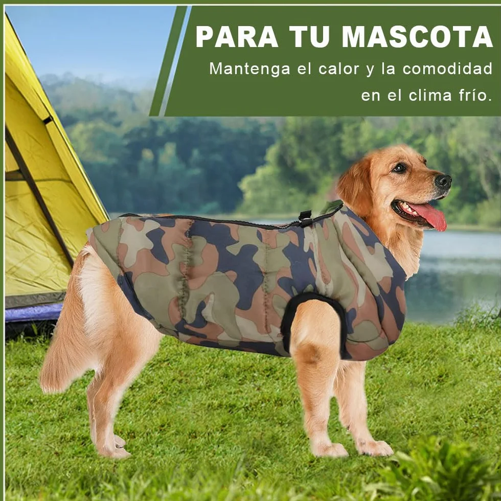 Voarge Giacca invernale per cani piccola taglia Gilet caldo con cerniera Camouflage L