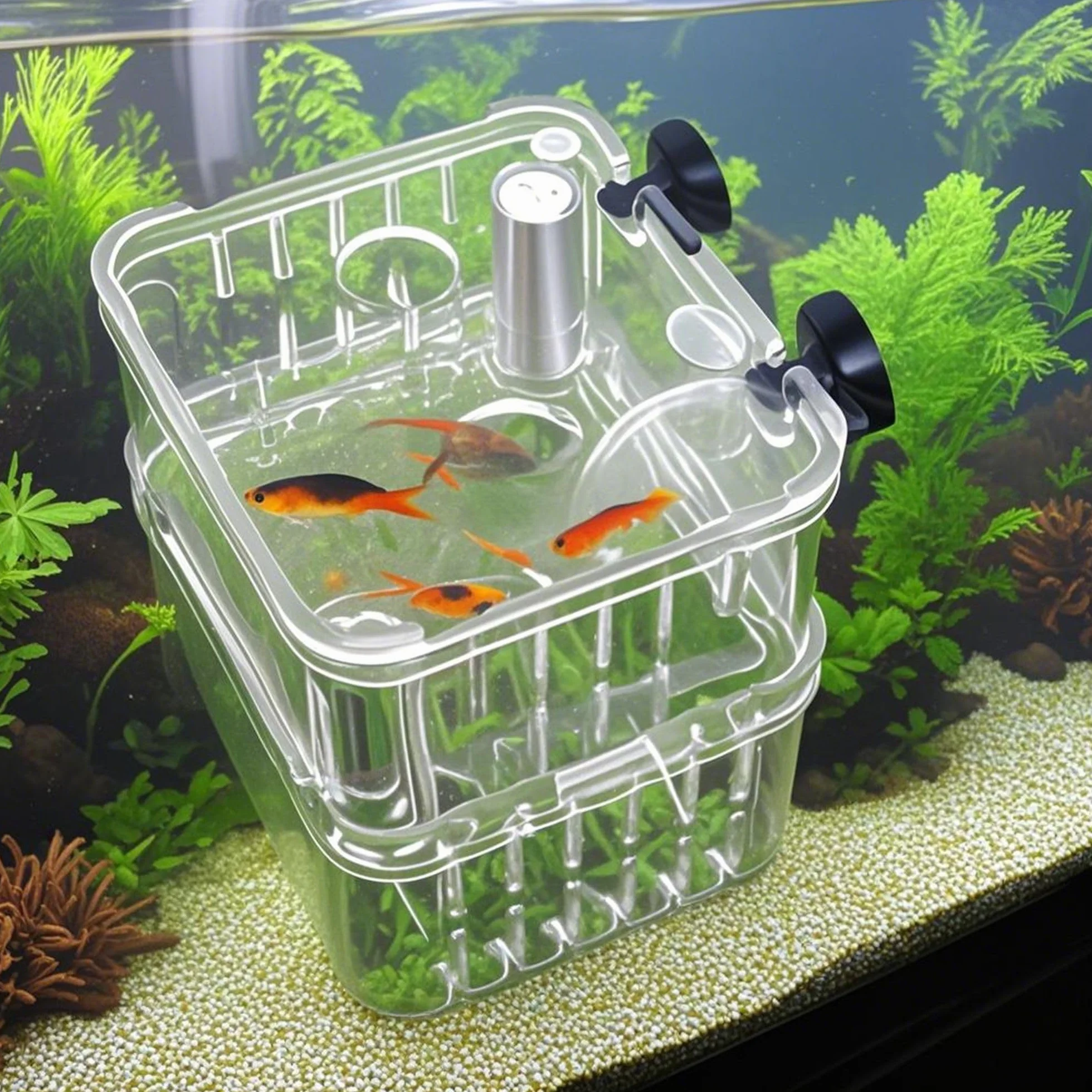 Contenitore Per Allevamento Pesci Per Acquario, Incubatore Galleggiante In Plastica, Serbatoio Di Pesce Allevamento Scatola, Con Ventose, Per Gamberetti, Pesci Pagliaccio,Aggressivi Feriti
