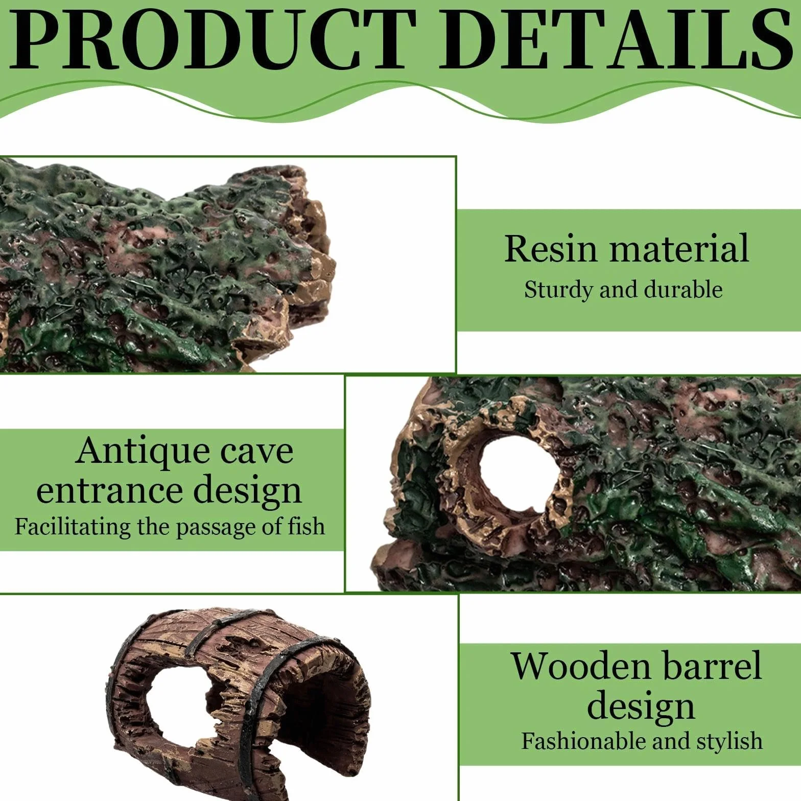 6 Pezzi Resina Decorazioni Acquario Rocce per Acquario Tronchi Legno Decorativi Legno Decorazione Tronchi d'Albero Cavi Grotte Nascondiglio Ideale per Betta Gamberetti Vasche