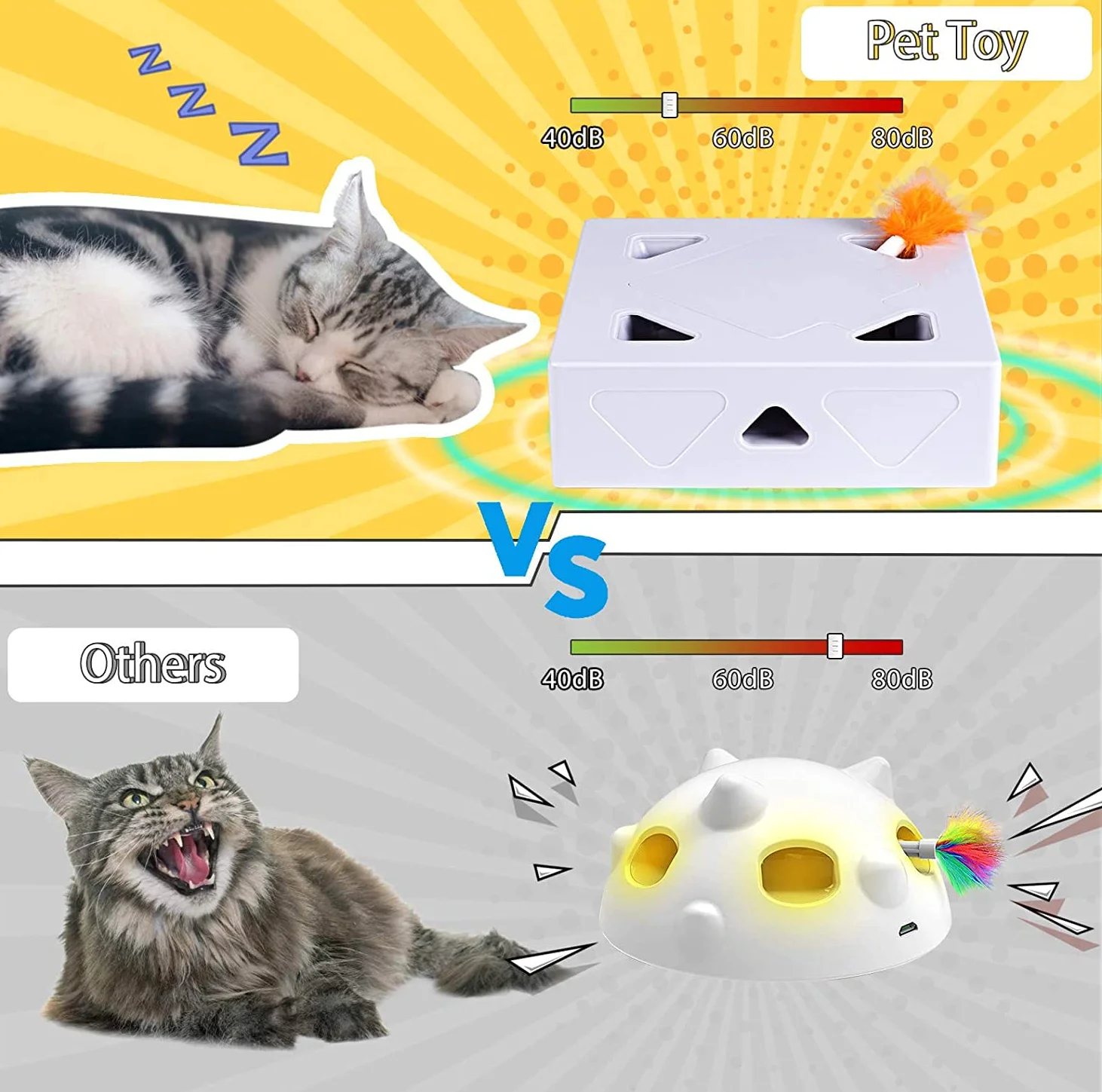 Giocattolo interattivo per gatti interni, giocattolo interattivo automatico per gatti con piume rotanti, inizio e chiusura automatica a induzione, per intrattenimento di gattini, allenamento o caccia