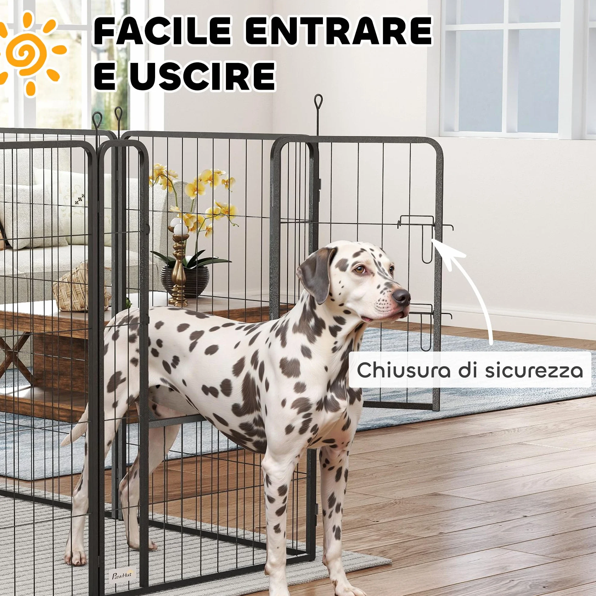 PawHut Recinto per Cani Pieghevole in Acciaio 68x100 cm 12 Pannelli Nero