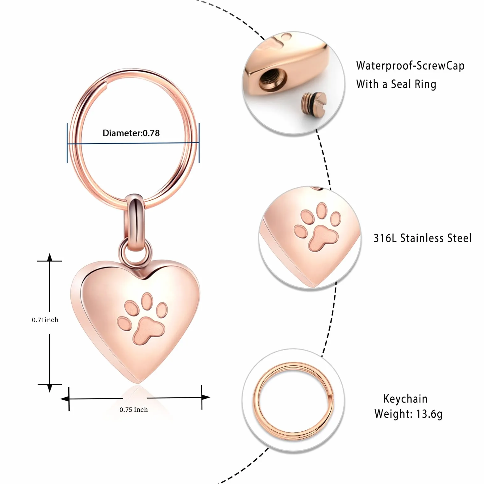 cremazione gioielli urna portachiavi per animali domestici cenere umana cane gatto keepsake memorial urna portachiavi cenere supporto per donne uomini