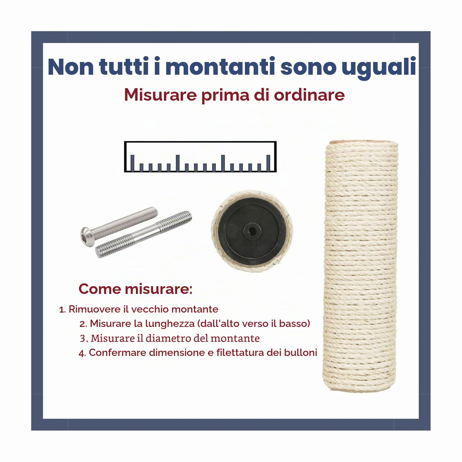 Trixie Tronco di Ricambio in sisal per tiragraffi e Alberi per Gatti – Ricambio incl. Barra filettata & 2 Viti – Filettatura M8 – Naturale, ø 9 × 40 cm