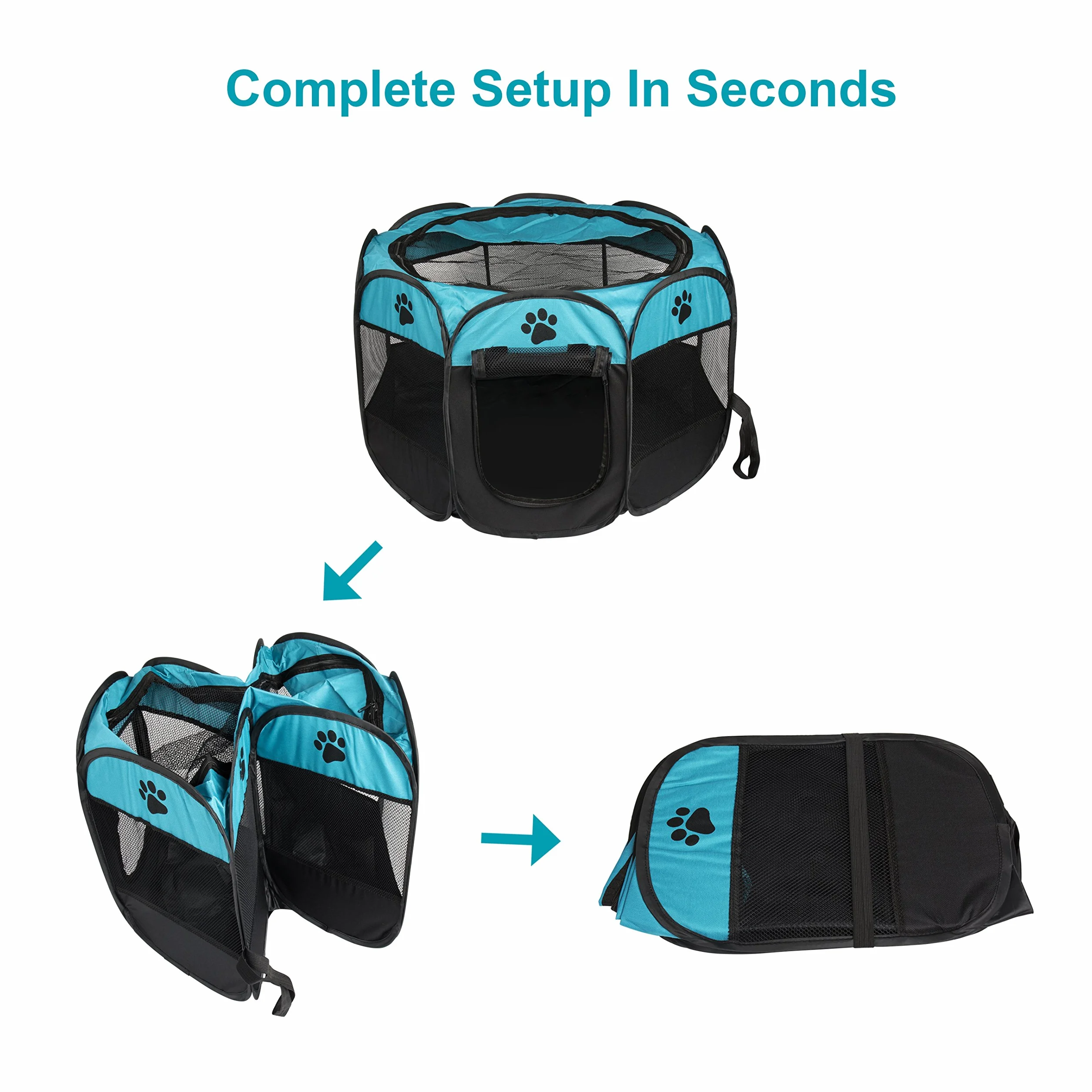 Recinto per Cani da Interno, Pieghevole e Portatile Kennel Cane,Gabbia per Cani,Usare all'Interno e all'Esterno,con Borsa di Trasporto,(Blu,S)