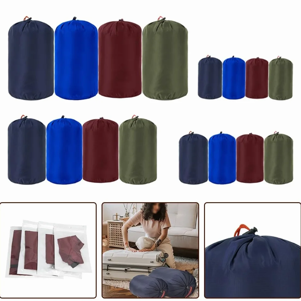 Sacchetto multiuso con coulisse blu scuro per piumini e sacchi a pelo