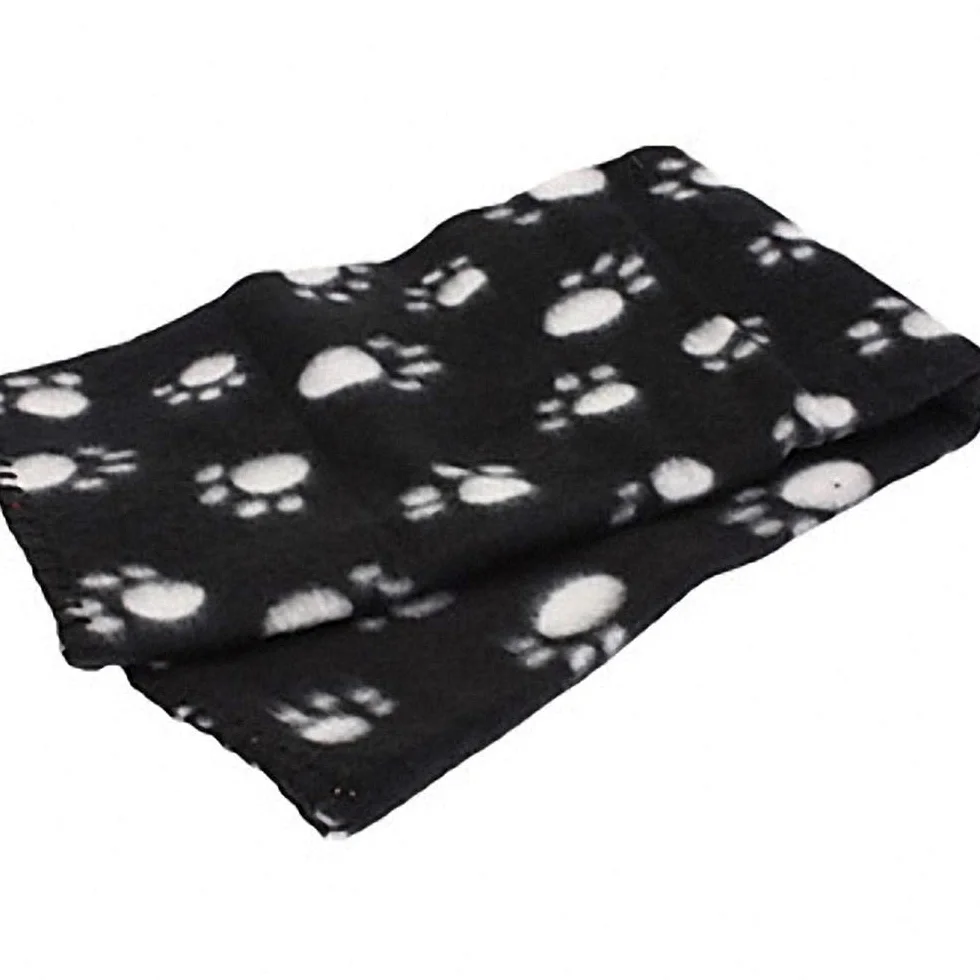 Coperta per Gatti Nero 60X70cm Coperta per Animali Domestici Tappetino Morbido Caldo Pile Paw Print Design Pet Mat Letto Divano Pet Fodere per Cuscini Asciugamano 5Pz