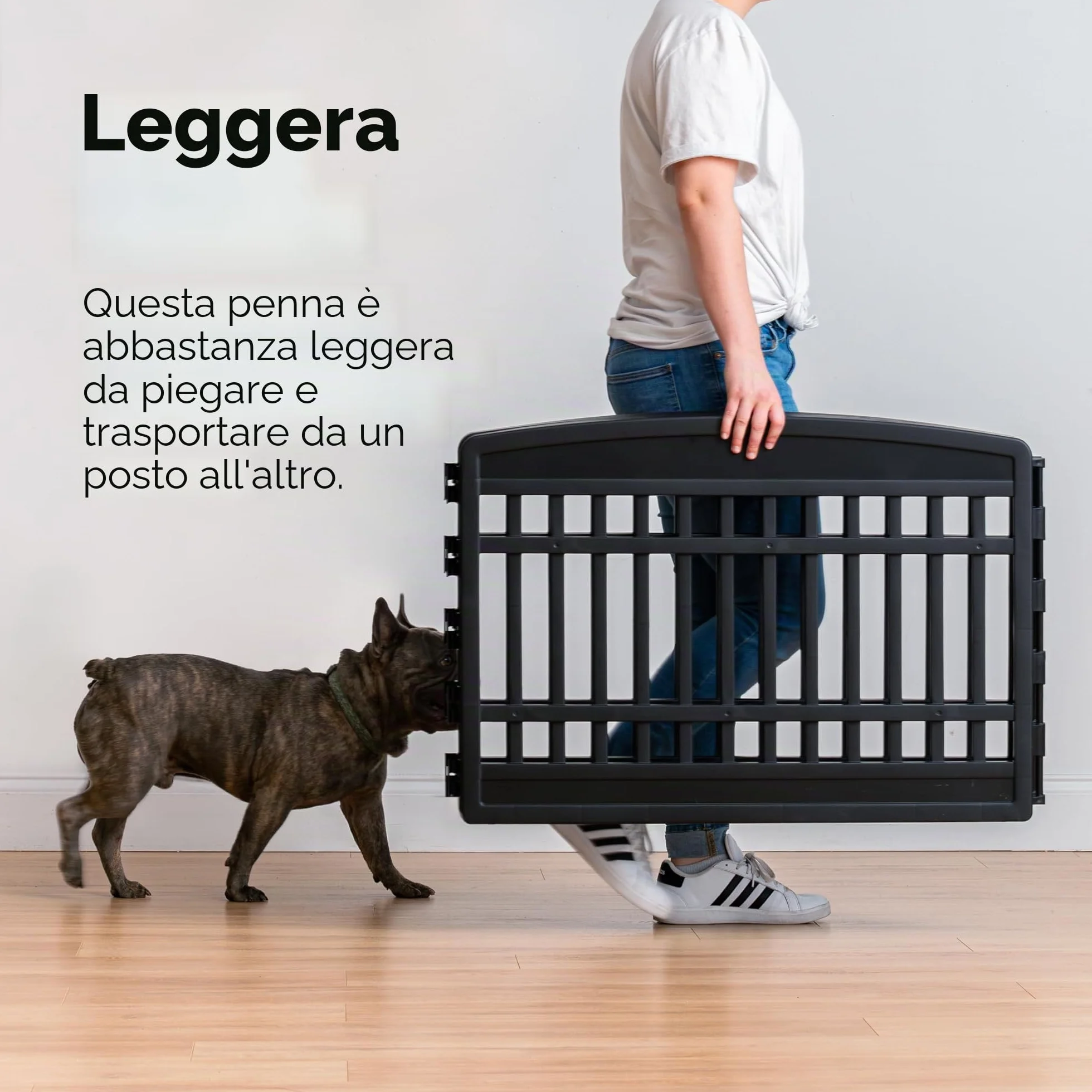 Iris Ohyama Recinto per Cani da Interno con Porta, A60cm, 8 Pannelli, Nero, Plastica, Parco, Per Cucciolo, Gatti, Animali domestici, Interni, Esterni, Gabbia, Cuccia, Canile, CI-608E