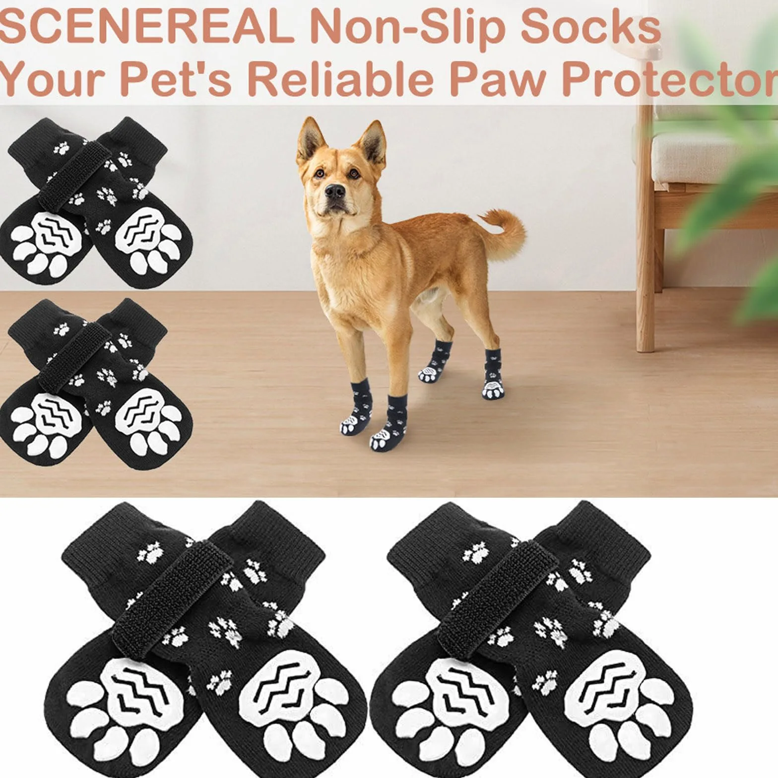 Stivali per Cani Traspiranti - Scarpe Impermeabili per Cani, Calzini Antiscivolo Proteggi Zampe, Scarpe per Animali da Esterno Stivali per Cani per Cani di Taglia Piccola, Media E Grande,M