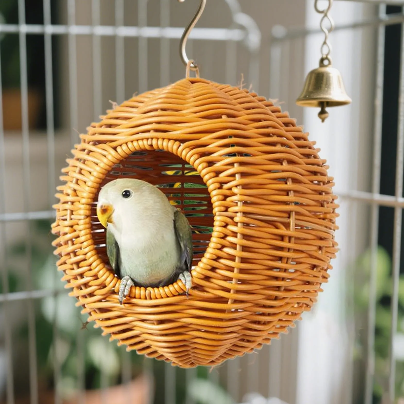 Casetta per Uccelli,Casa Per Pappagalli in Vimini Sintetico | Rifugio Intrecciato Per Cocorite, Canarini E Piccoli Animali