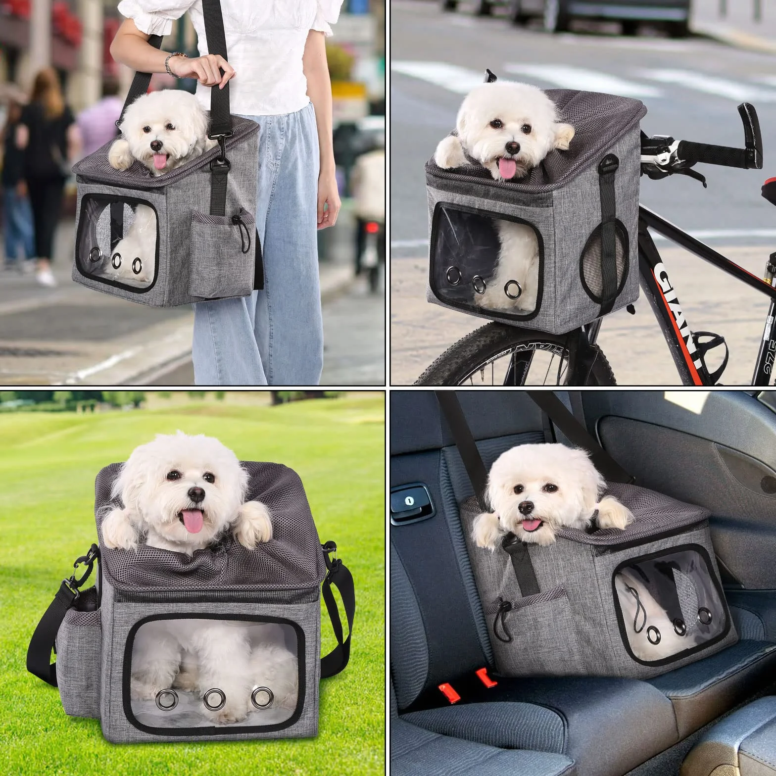 Ownpets Cane Bicicletta Cestino Bag Pet Bag Seggiolino Auto Cane con Corda di Sicurezza Tracolla Regolabile Portatile Traspirante Cestino Della Bicicletta per Cani