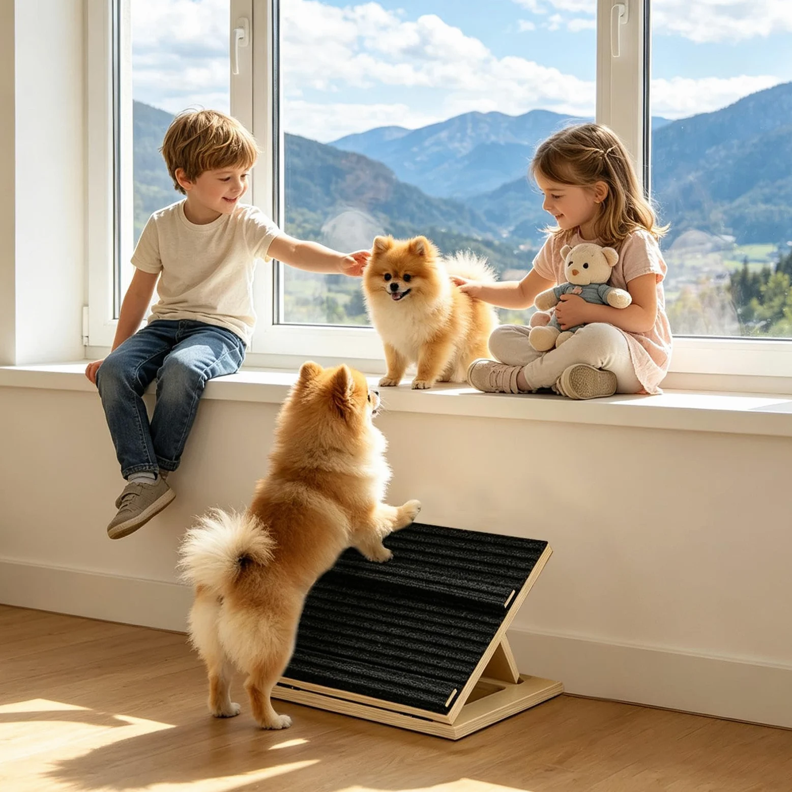 Rampa da Cani per Scale Scalini Cuccioli In Legno Regolabili Antiscivolo | Rampa Gatti Anziani per Amanti degli Animali Soggiorno Camera Studio Uso Quotidiano Appartamento