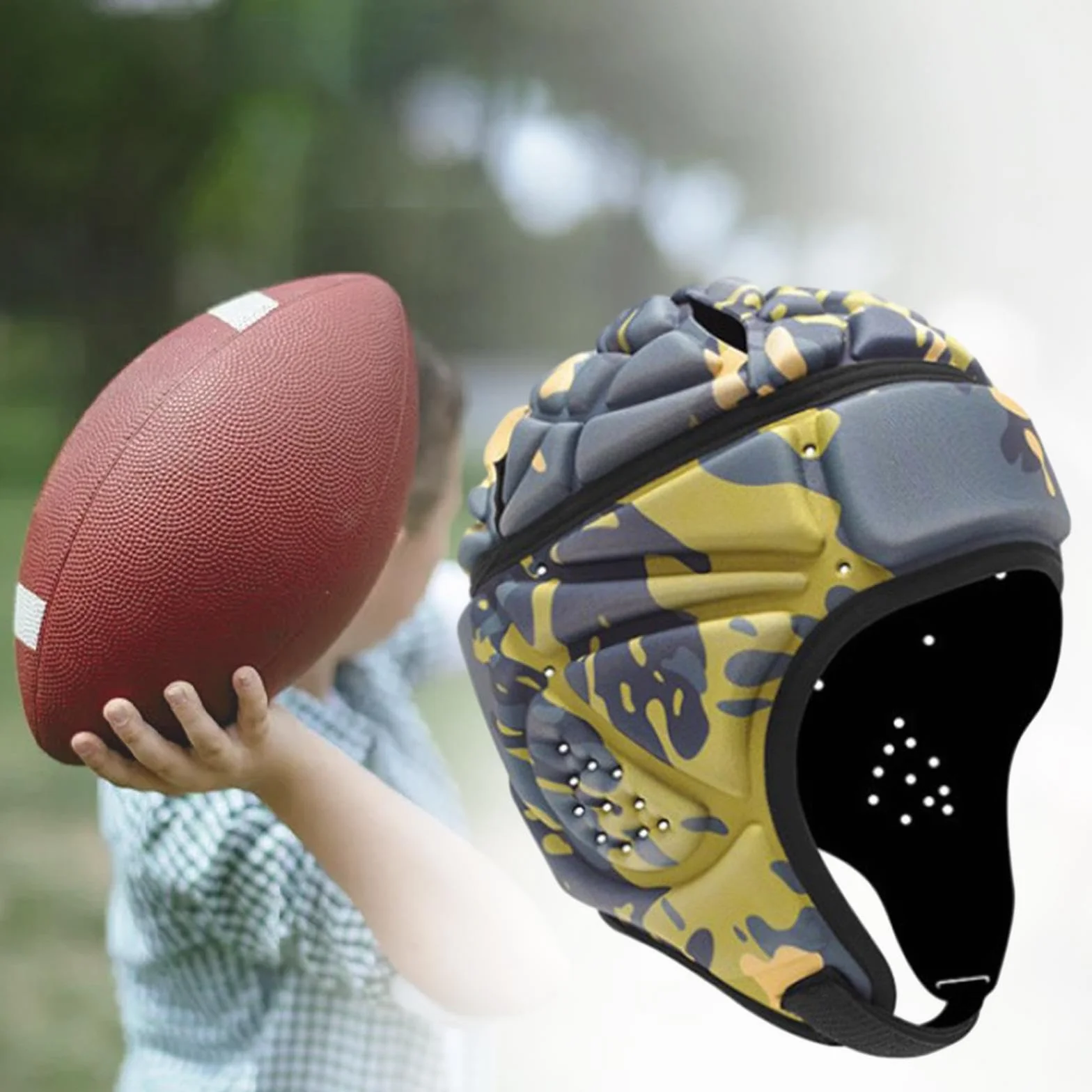 Casco da Rugby Football con Bandiera Fori di Ventilazione Versatili Copricapo