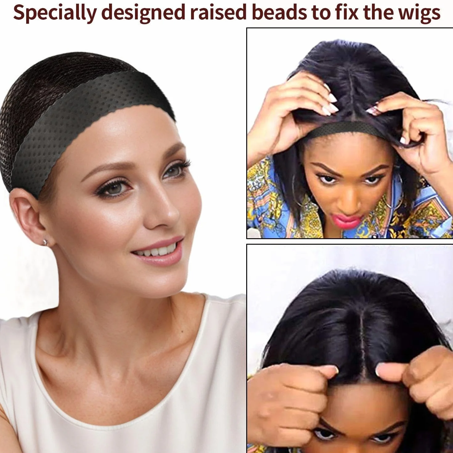 Fasce Per Capelli Da 3 Pezzi E Reti Per Parrucche Da 3 Pezzi, Fasce Per Parrucche In Silicone, Fasce Antiscivolo, Fasce Antisudore, Fasce Elastiche