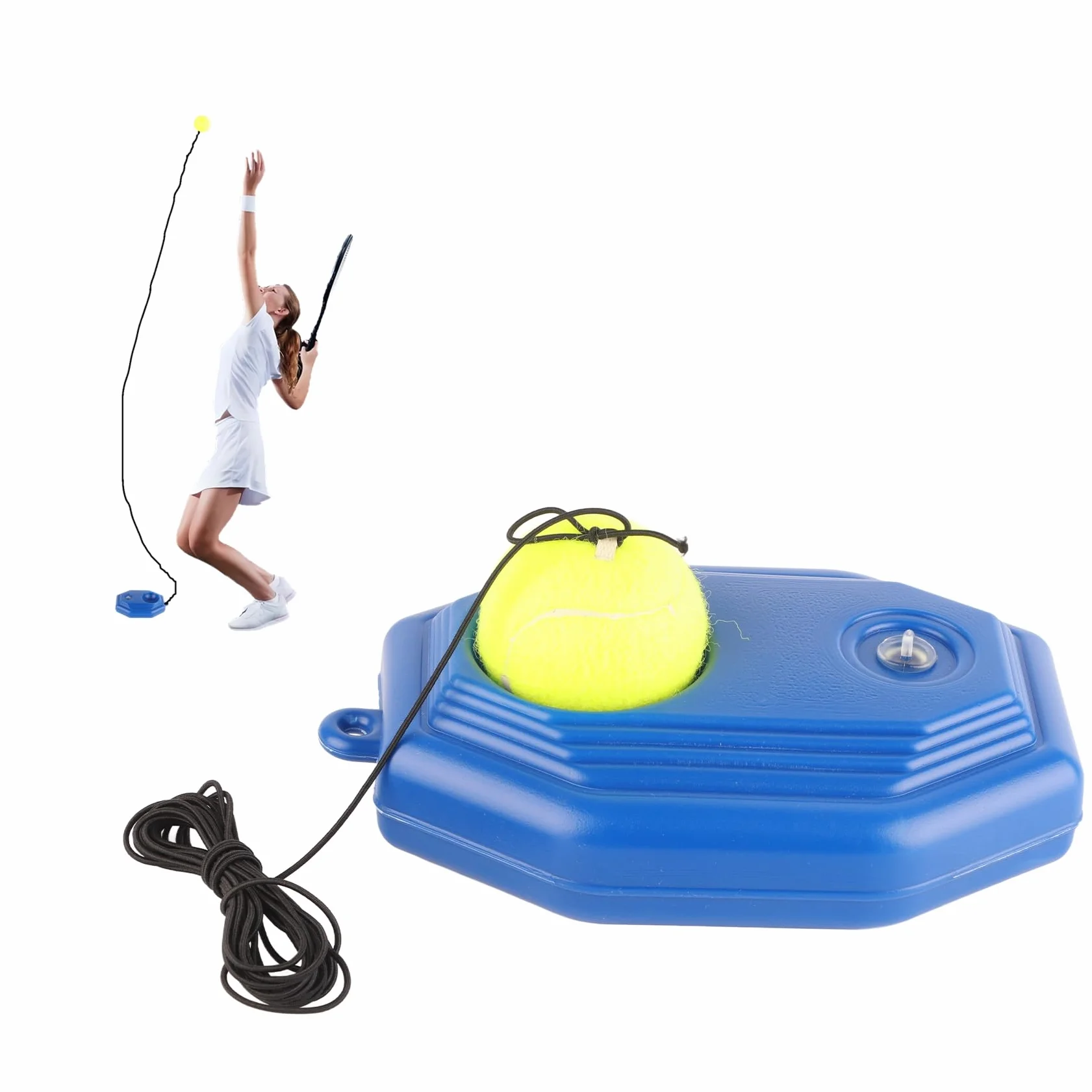 Set Base per Palline da Tennis, Resistente Allenatore per la Schiena con Pallina da Tennis con Corda Elastica in Gomma per la Pratica di Una Sola Persona