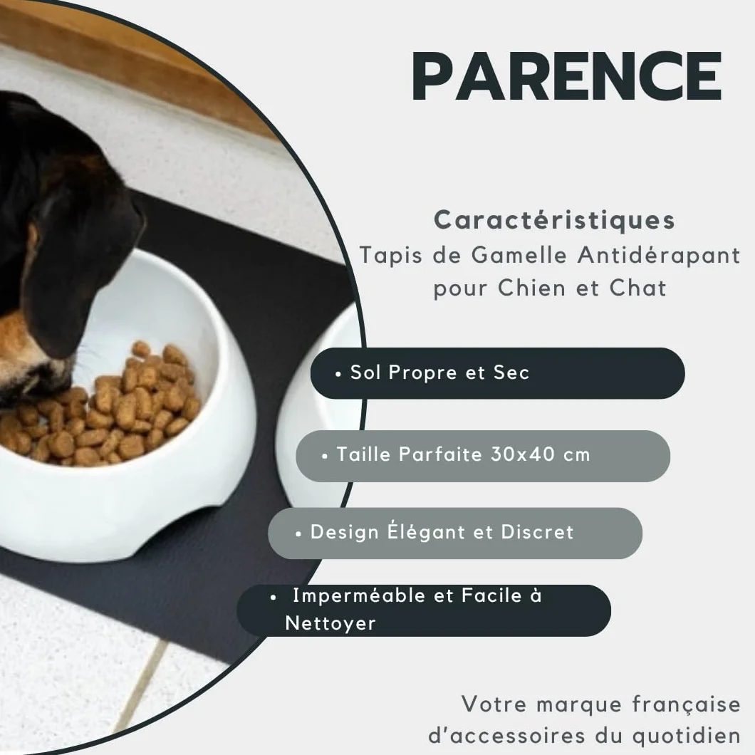 PARENCE.- tappetino antiscivolo per cane e gatto - tappetino protettivo 30x40 cm per cibo e acqua - impermeabile, facile da pulire, ideale per pavimenti puliti e asciutti